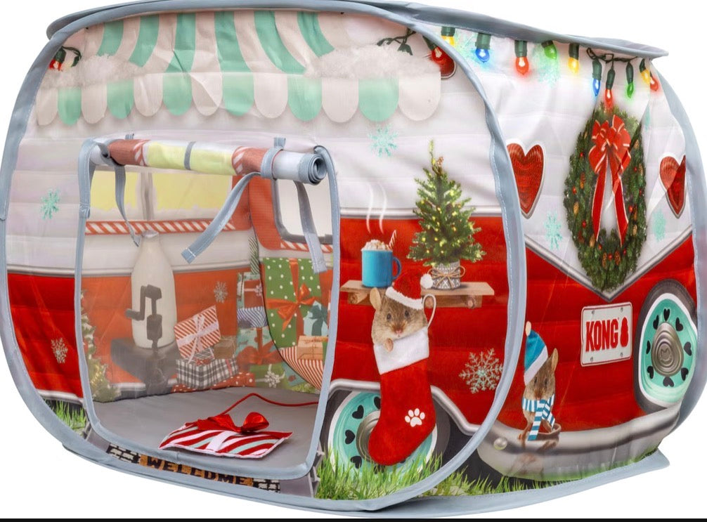 KONG Holiday Play Spaces Bungalow Gingerbread Tunnel Cat Toy
