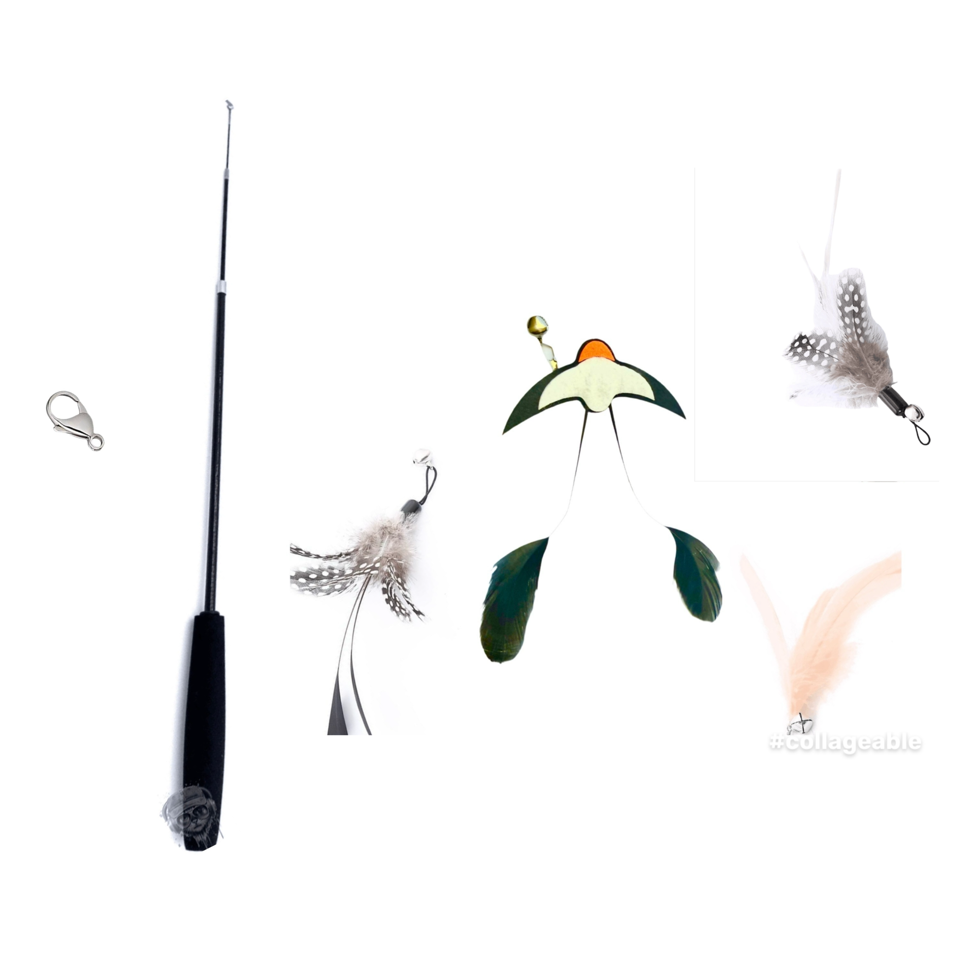 Furprize! Natures Variety, Manta Ray& Monarch Butterfly, Orange, 6 piece Feather Wand Teaser Refill Set