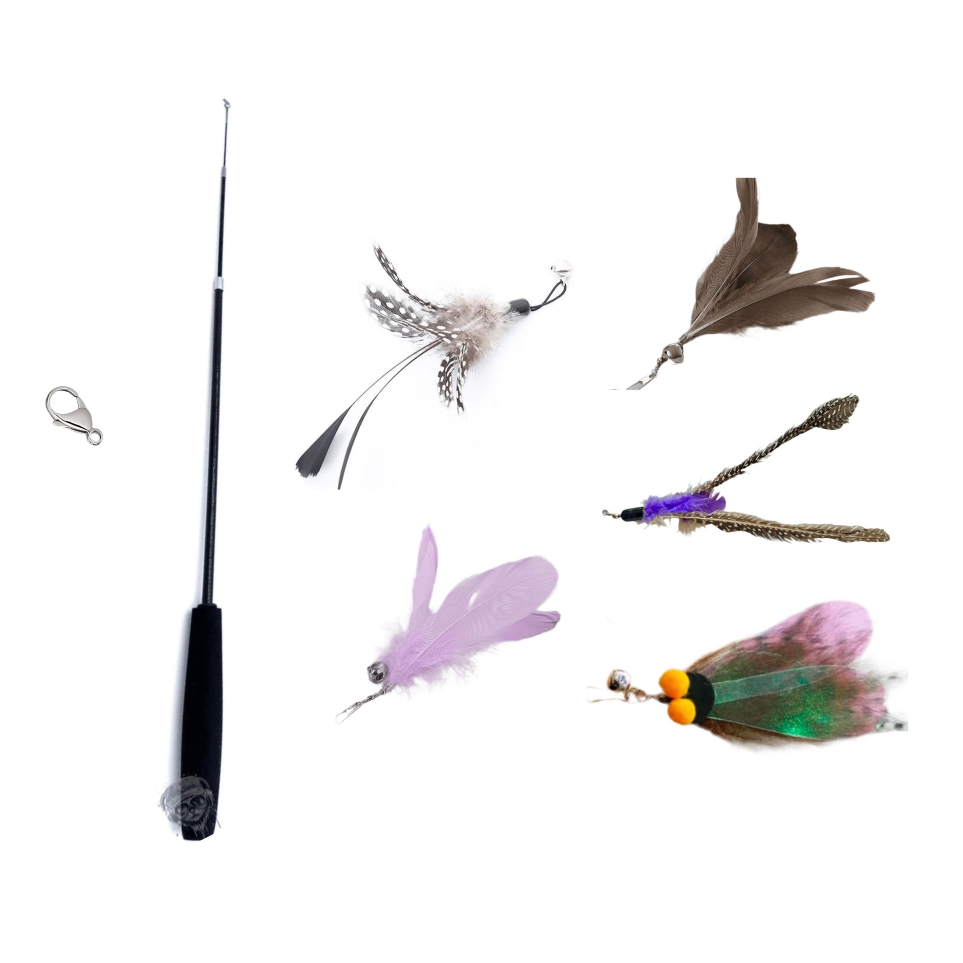 Furprize! Flies and Feathers, Purple, 6 piece Feather Wand Teaser Refill Set