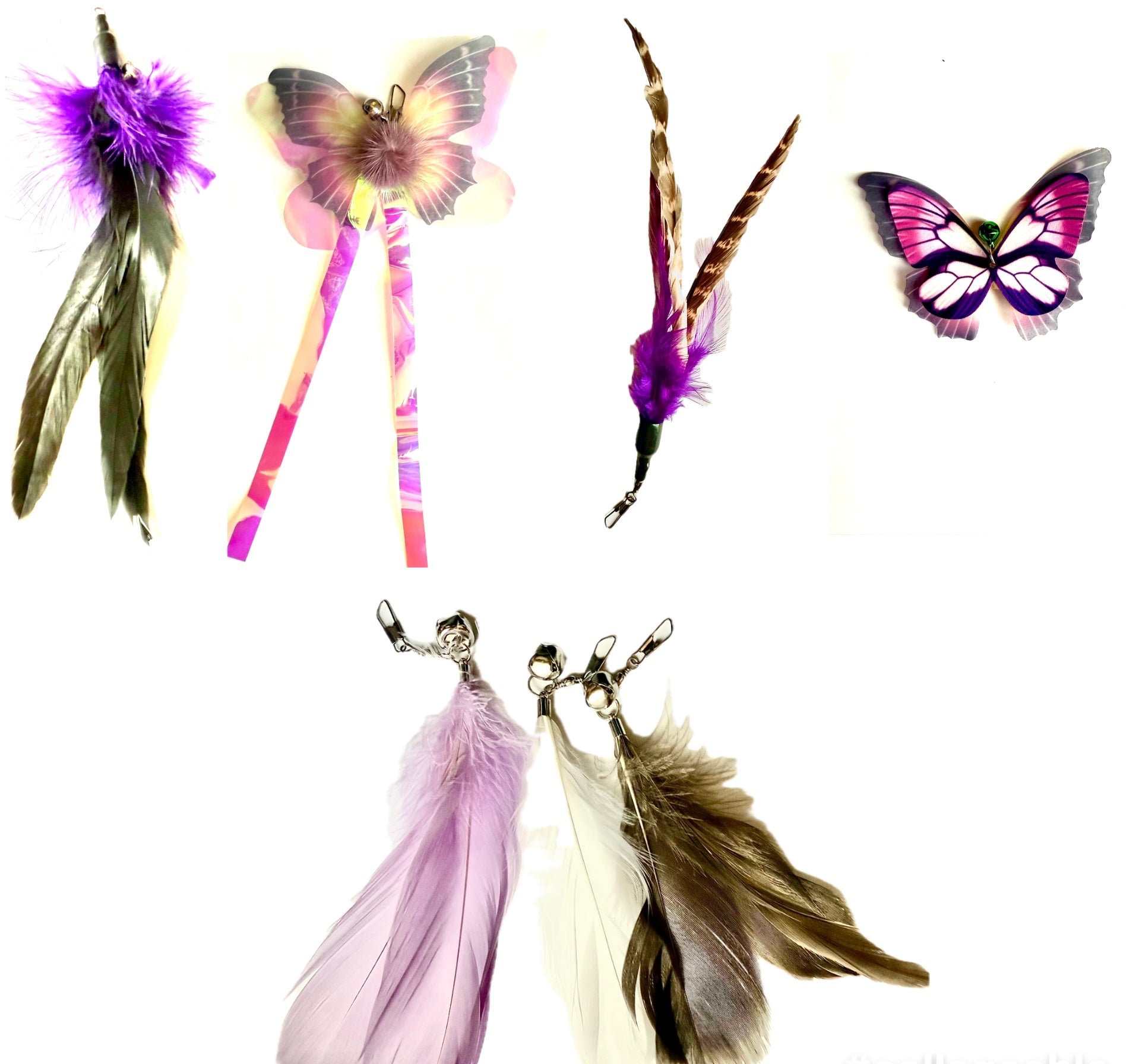 FurPrize! Purple Butterfly Garden, 7 piece Feather Refill Teaser Set