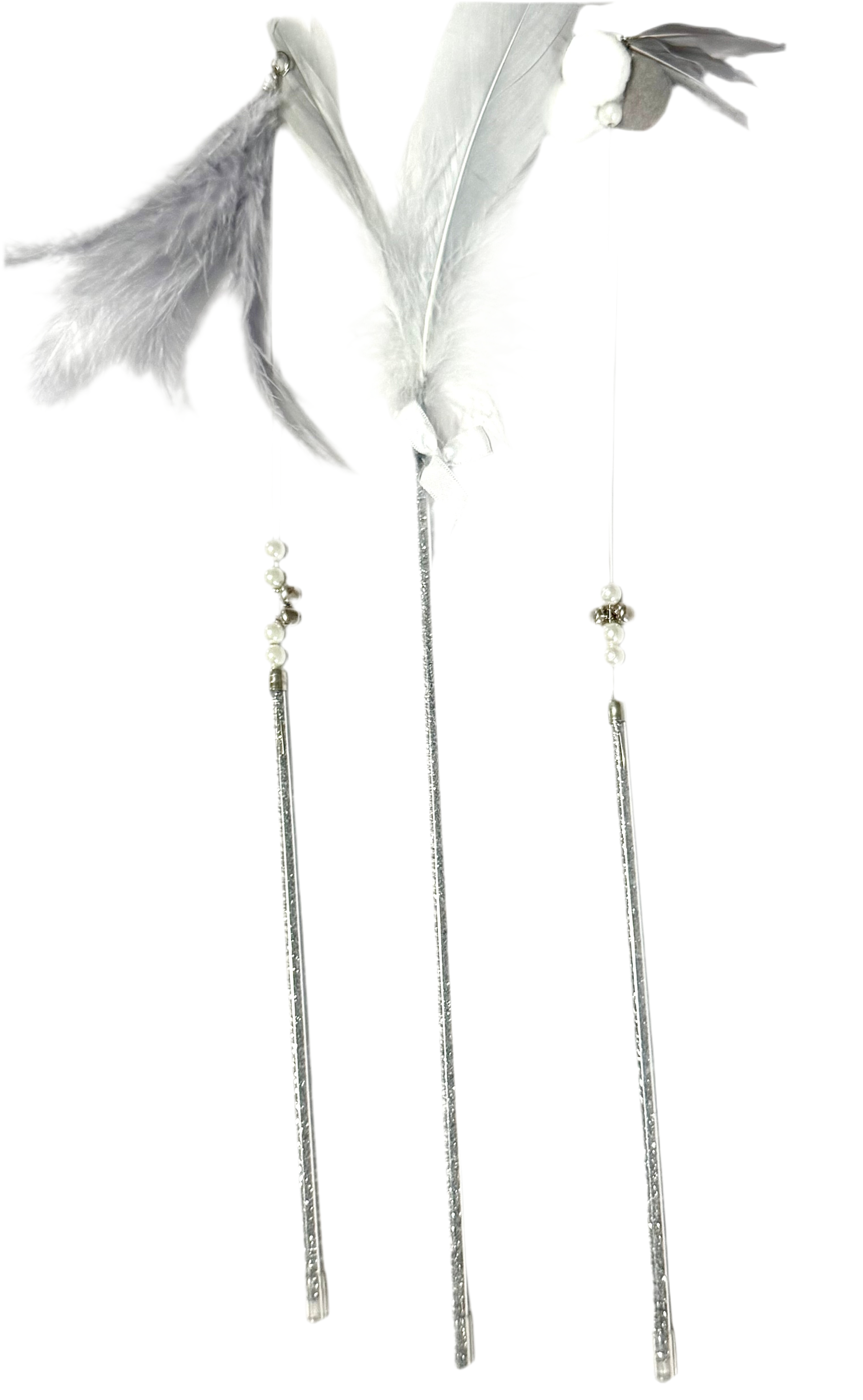 FurPrize!3 pc Glitz and Glam Kitty Pearl & Feather Cat Toy Trio Wand Set