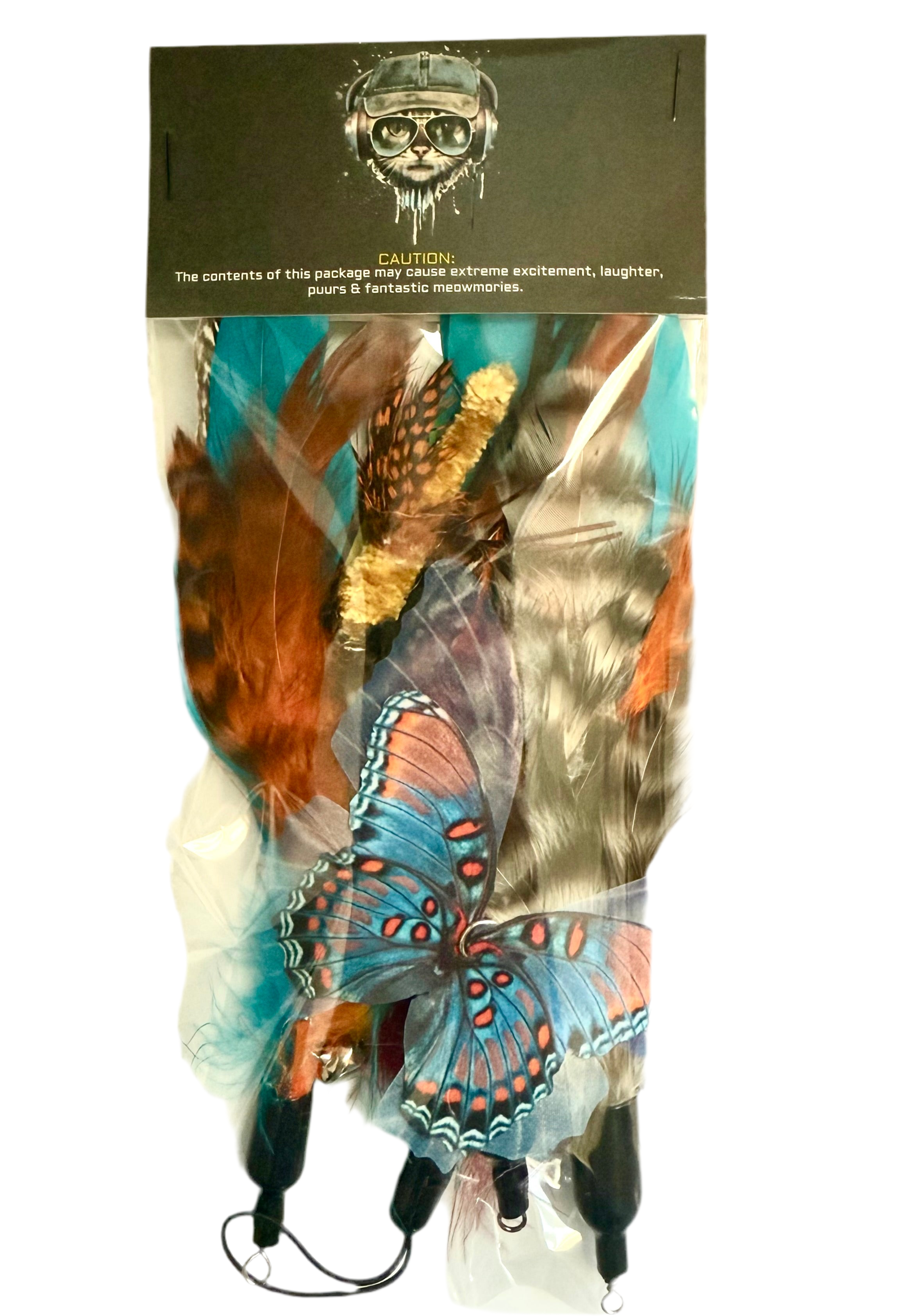 Furprize! Butterfly 🦋 garden, Blue/Orange, 7 piece Feather Wand Teaser Refill Set
