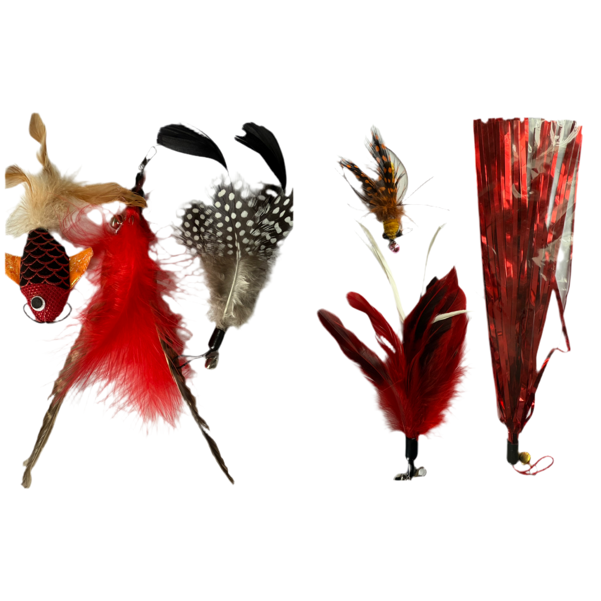 FurPrize! Koi Garden, Red, 7 piece Feather Refill Teaser Set