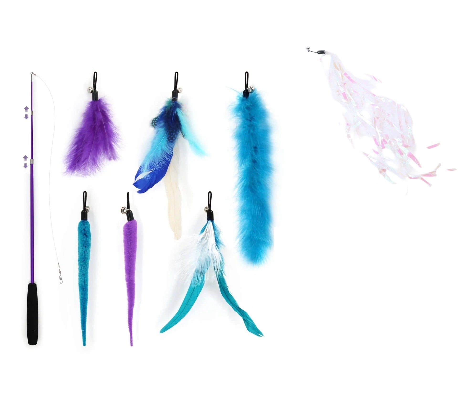 Furprize! Stormy’s Unstoppable Insect, Purple, 9 piece Feather & Cat Wand Teaser Set