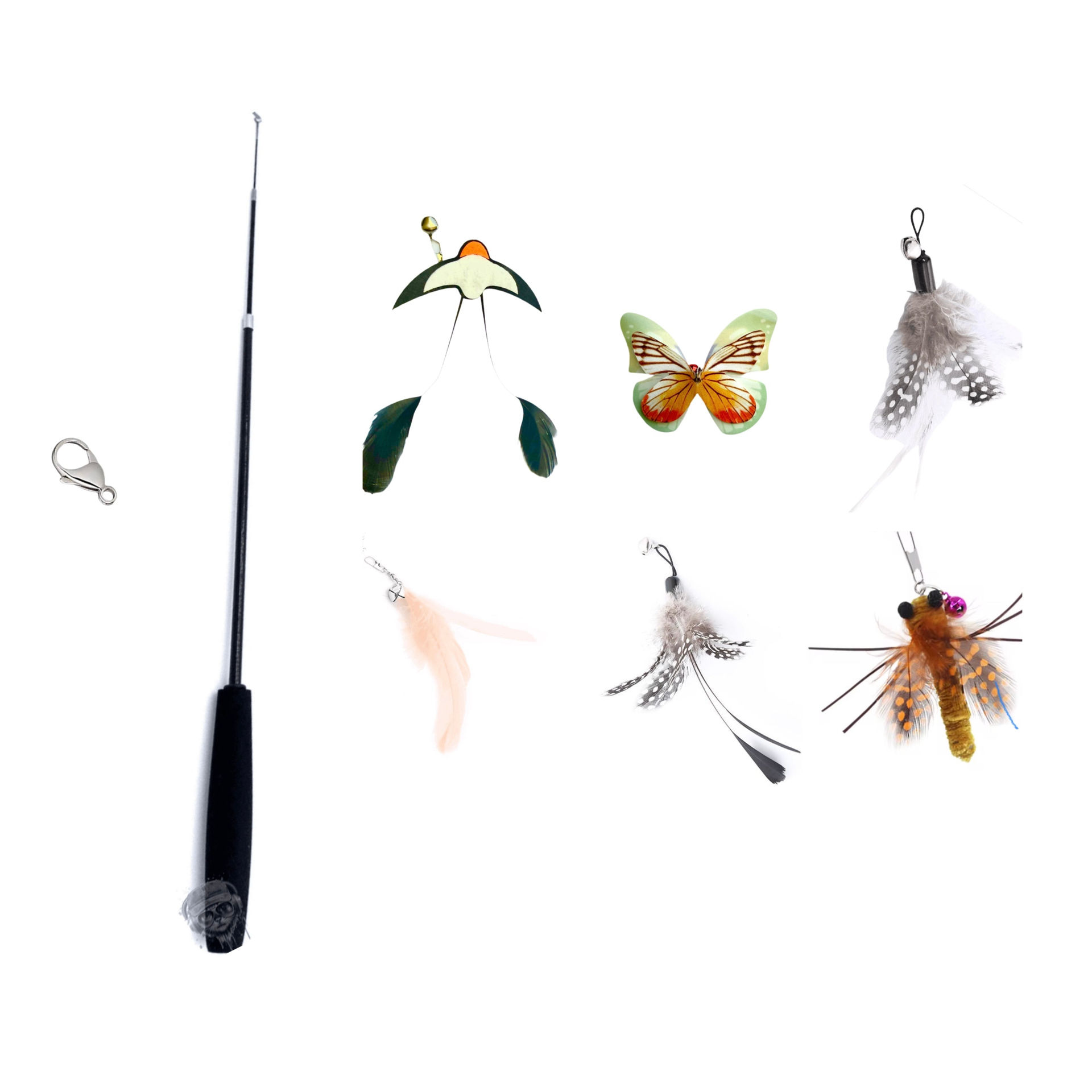 Furprize! Natures Variety, Manta Ray, Butterfly& Insect, Orange, 7 piece Feather Wand Teaser Refill Set