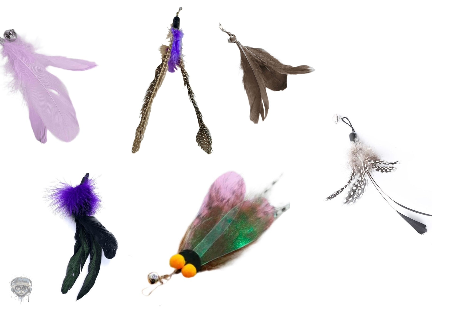 Furprize! Flies and Ravens, Purple , 7 piece Feather Wand Teaser Refill Set