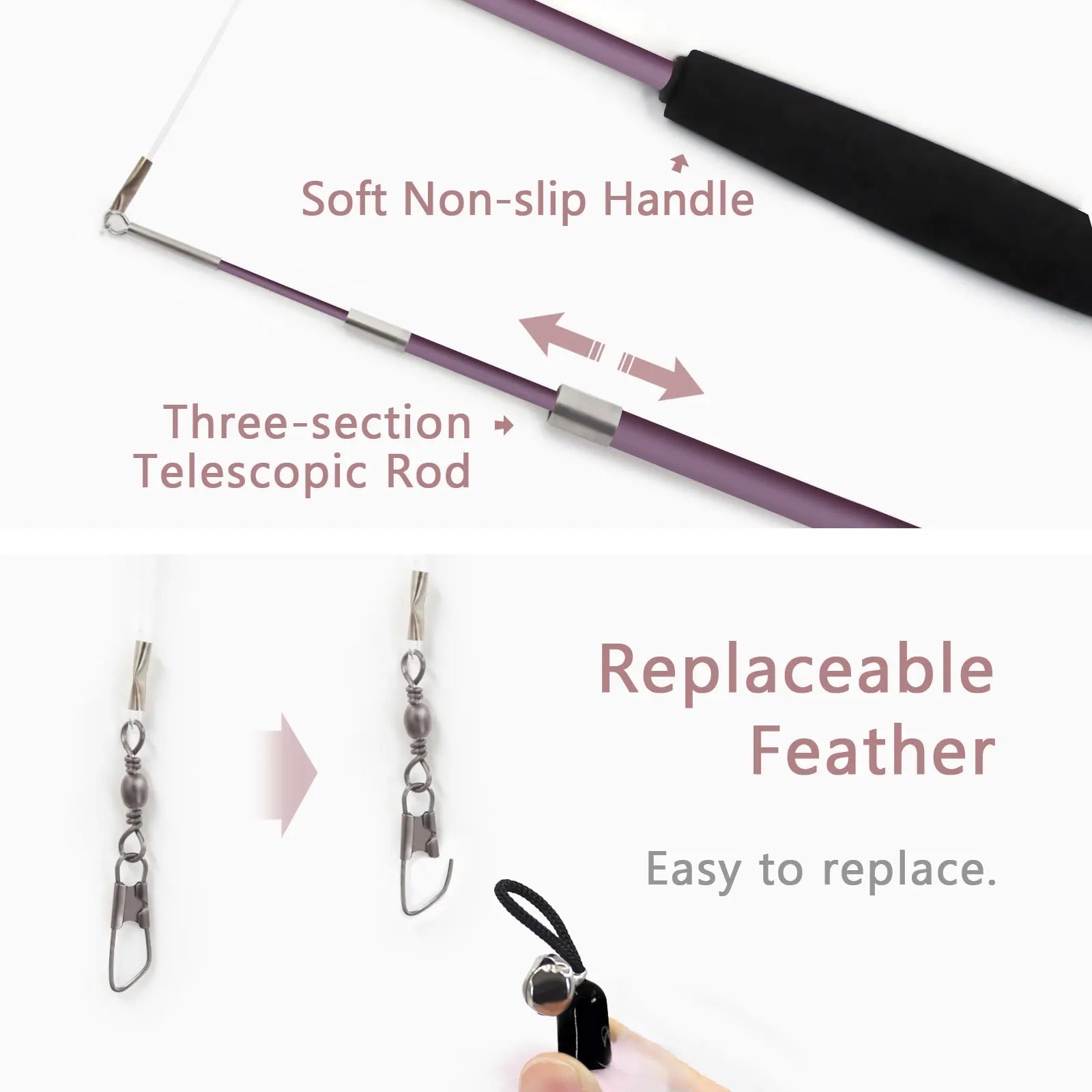 Furprize! Stormy’s Unstoppable, Pink, 6 piece Feather & Cat Wand Teaser Set Bundle FurPrize!