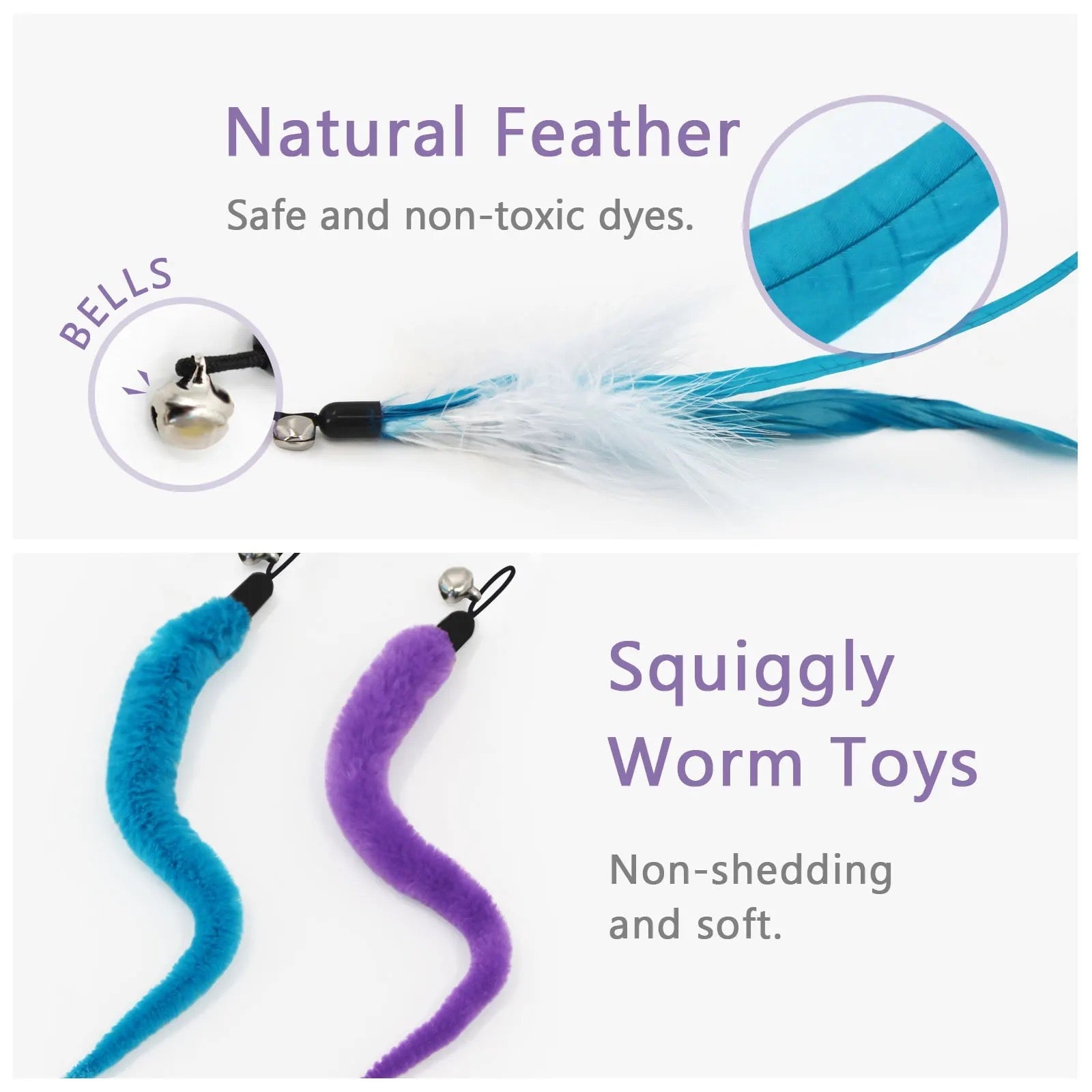 Furprize! Stormy’s Unstoppable, Purple, 6 piece Feather & Cat Wand Teaser Set Bundle FurPrize!