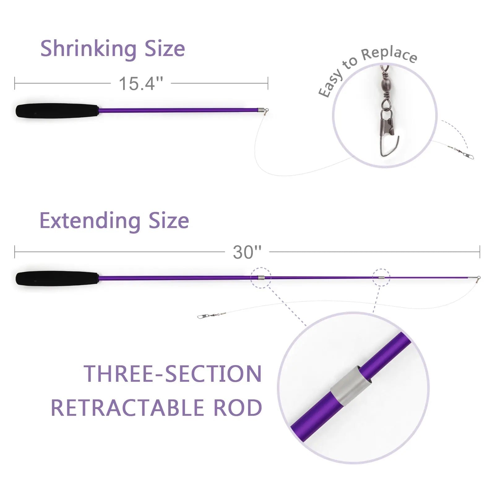Furprize! Stormy’s Unstoppable, Purple, 6 piece Feather & Cat Wand Teaser Set Bundle FurPrize!