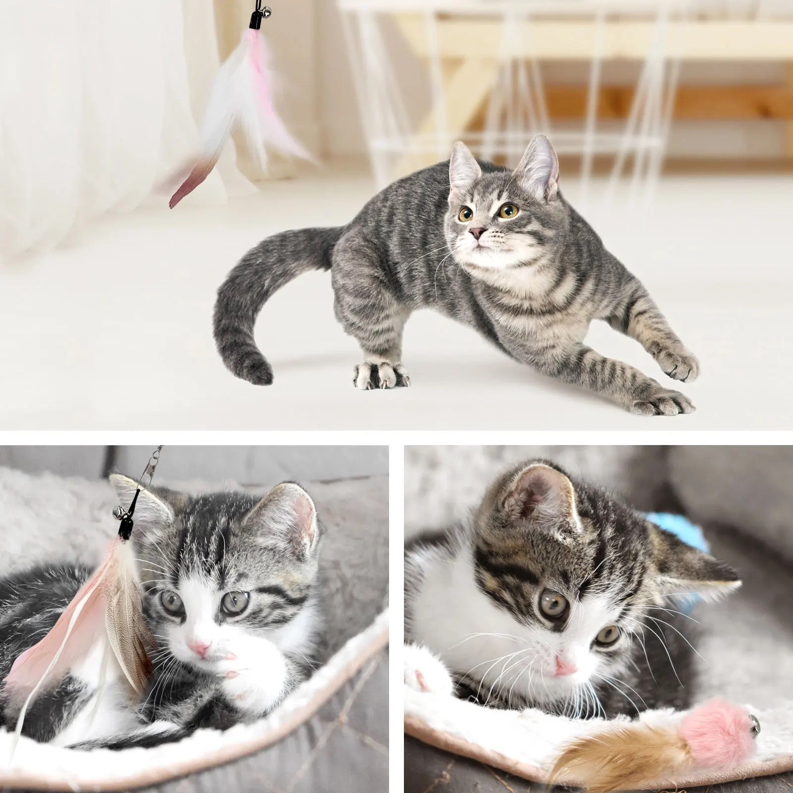 Furprize! Stormy’s Unstoppable, Pink, 6 piece Feather & Cat Wand Teaser Set Bundle FurPrize!