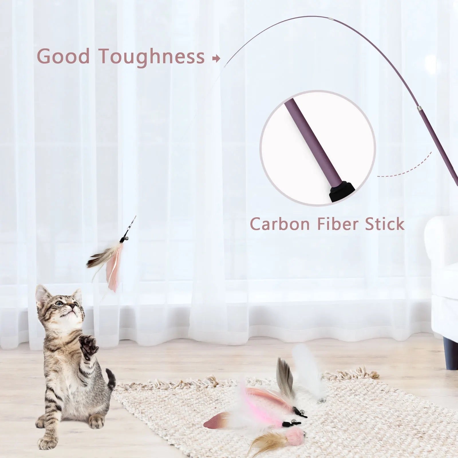 Furprize! Stormy’s Unstoppable, Pink, 6 piece Feather & Cat Wand Teaser Set Bundle FurPrize!