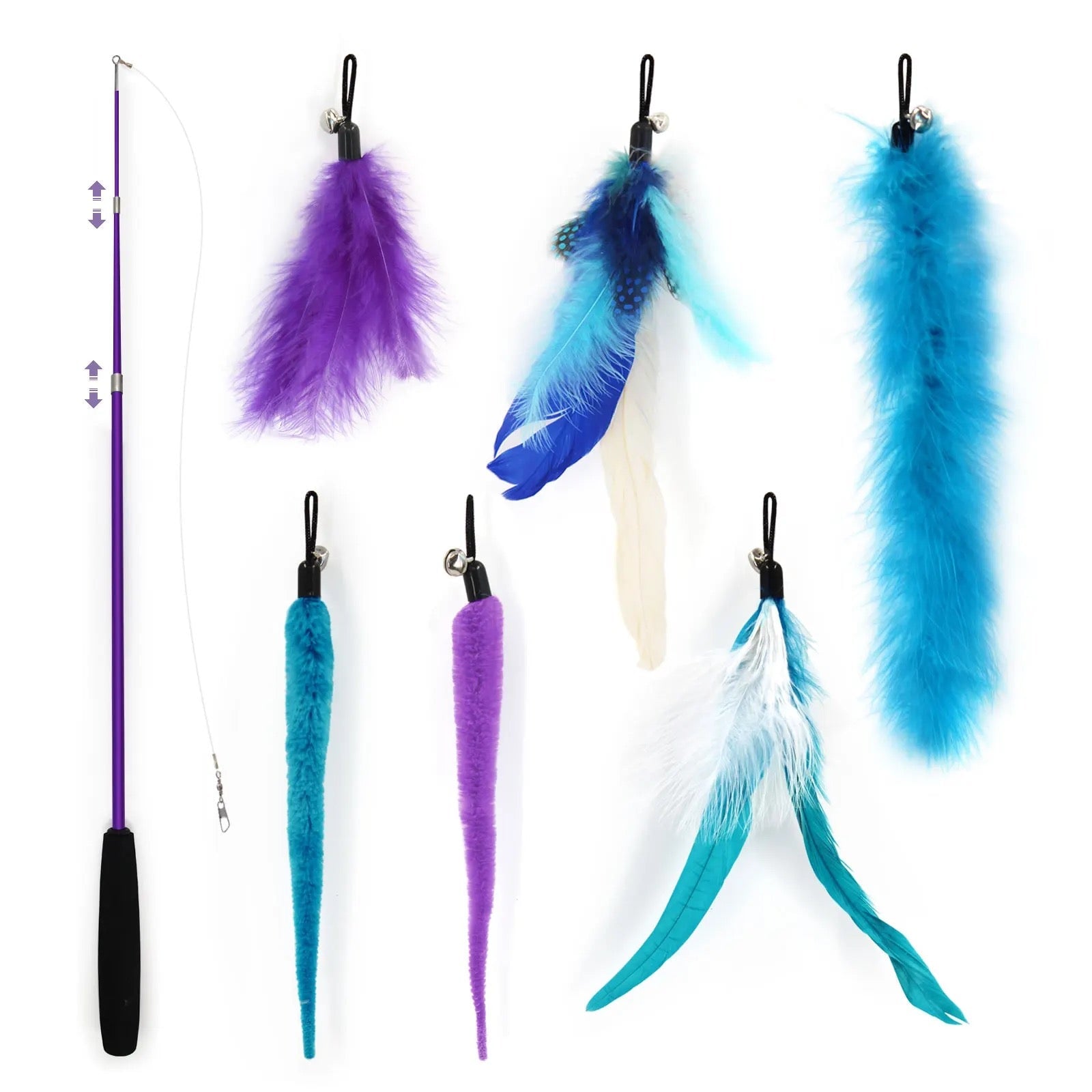 Furprize! Stormy’s Unstoppable, Purple, 6 piece Feather & Cat Wand Teaser Set Bundle FurPrize!