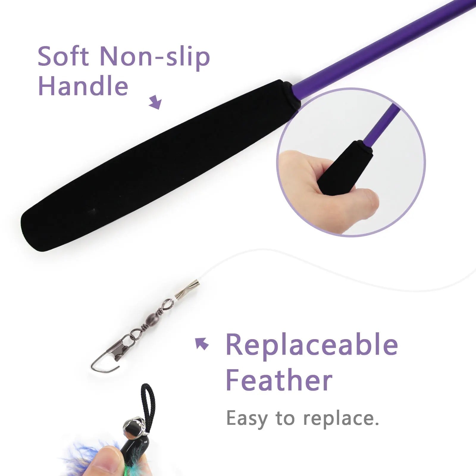 Furprize! Stormy’s Unstoppable, Purple, 6 piece Feather & Cat Wand Teaser Set Bundle FurPrize!