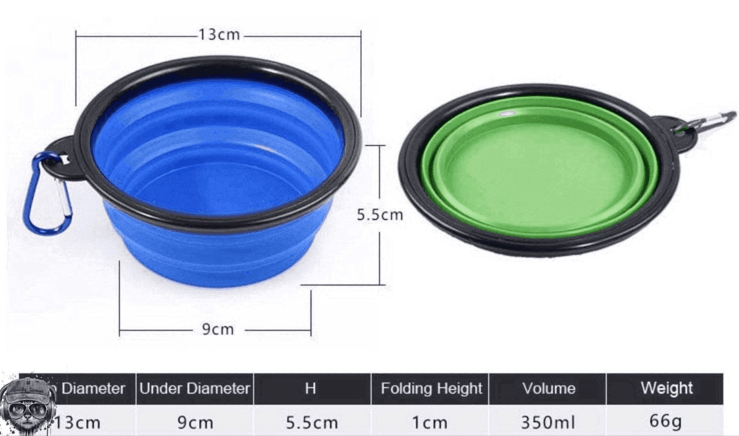 Collapsable silicone travel bowl with hook Bowl Mother of Bengals