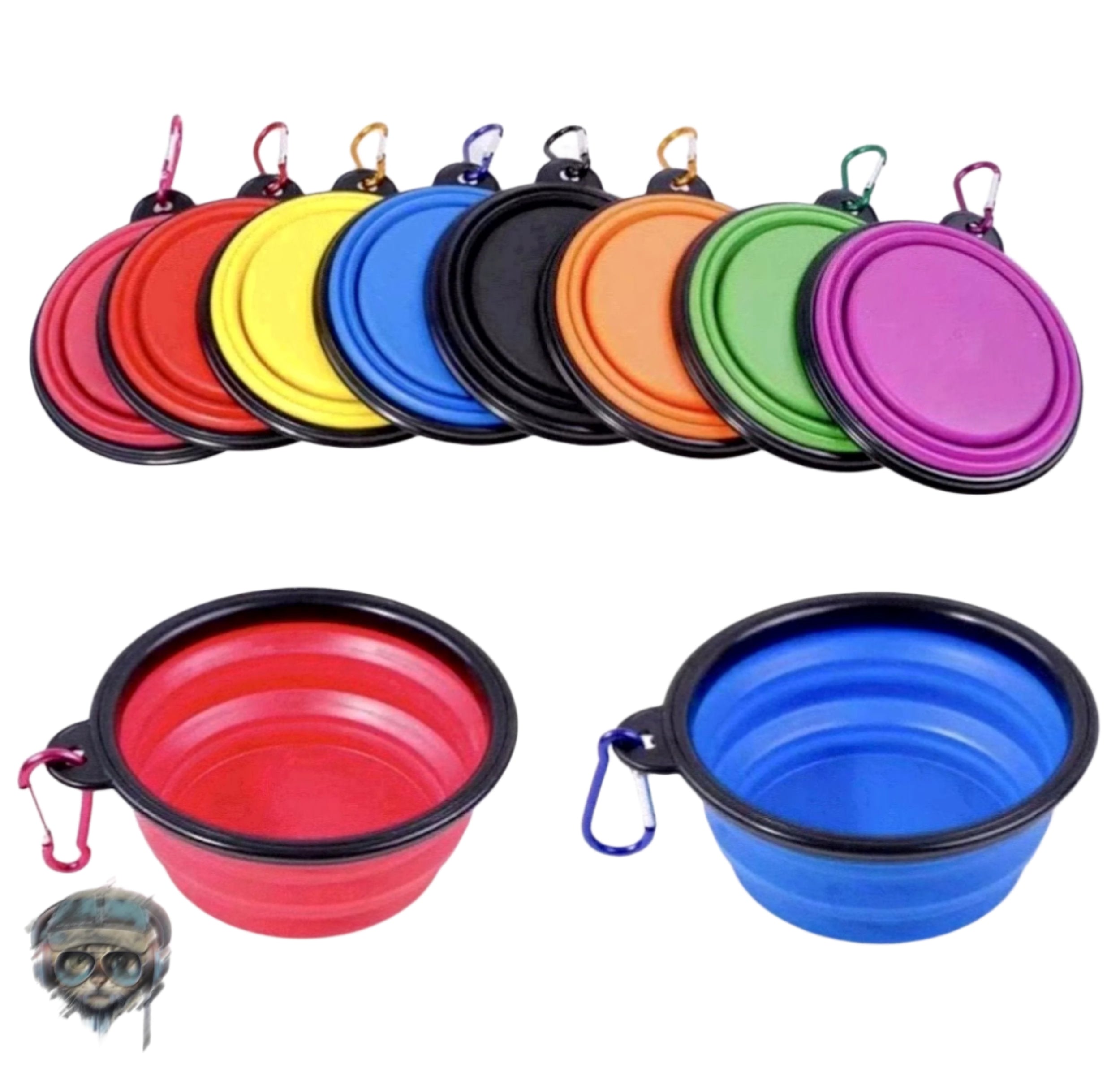 Collapsable silicone travel bowl with hook Bowl Mother of Bengals Blue