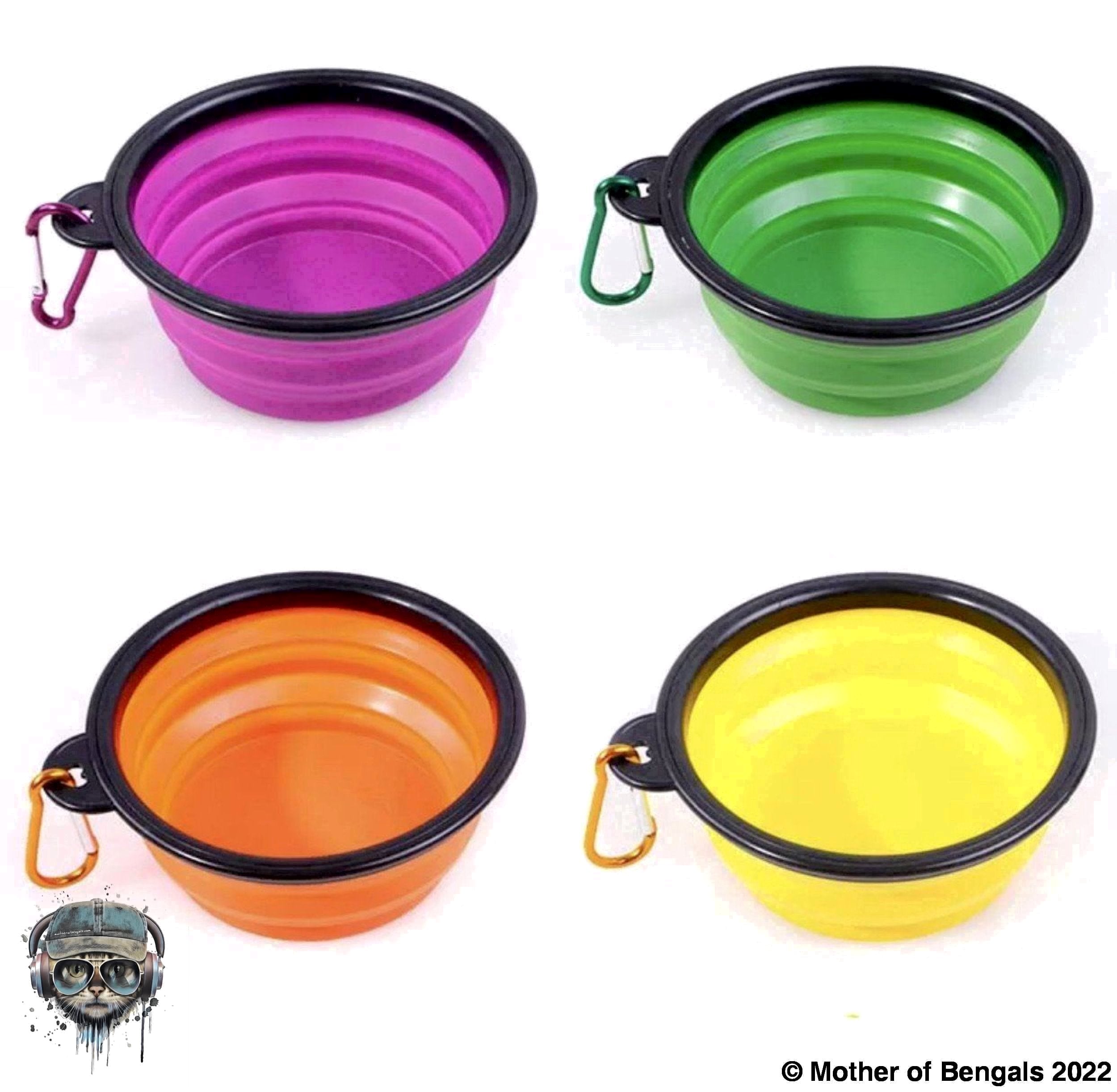 Collapsable silicone travel bowl with hook Bowl Mother of Bengals Purple