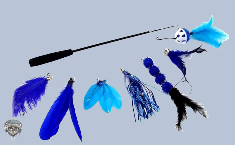 FurPrize! 8 piece Feather & Cat Wand Teaser Set Bundle FurPrize! Blue 