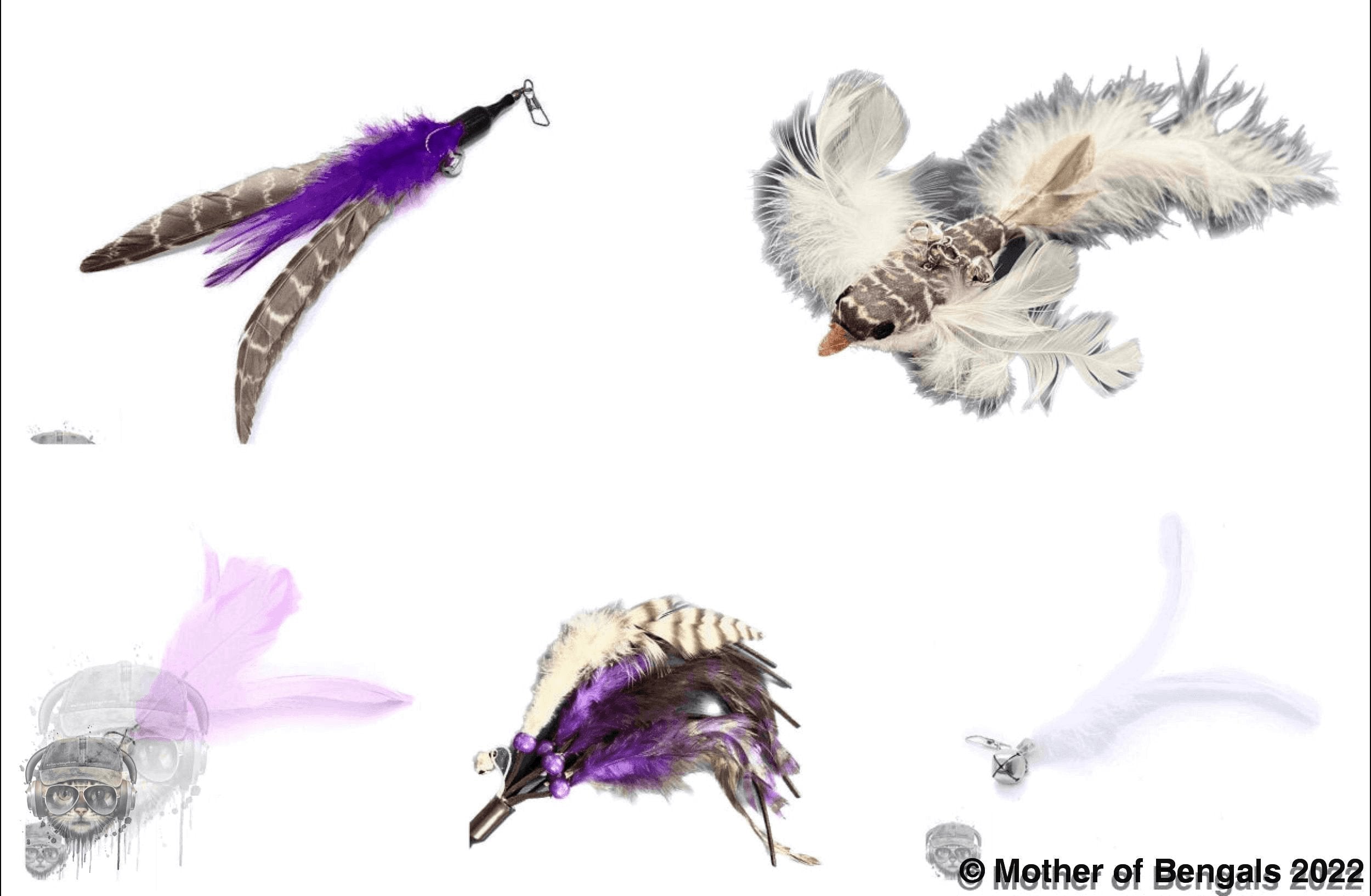 Furprize! Raven Takes Flight, 7 piece Cat Bird Feather & Wand Teaser Set Bundle FurPrize! Refill only, 5pc