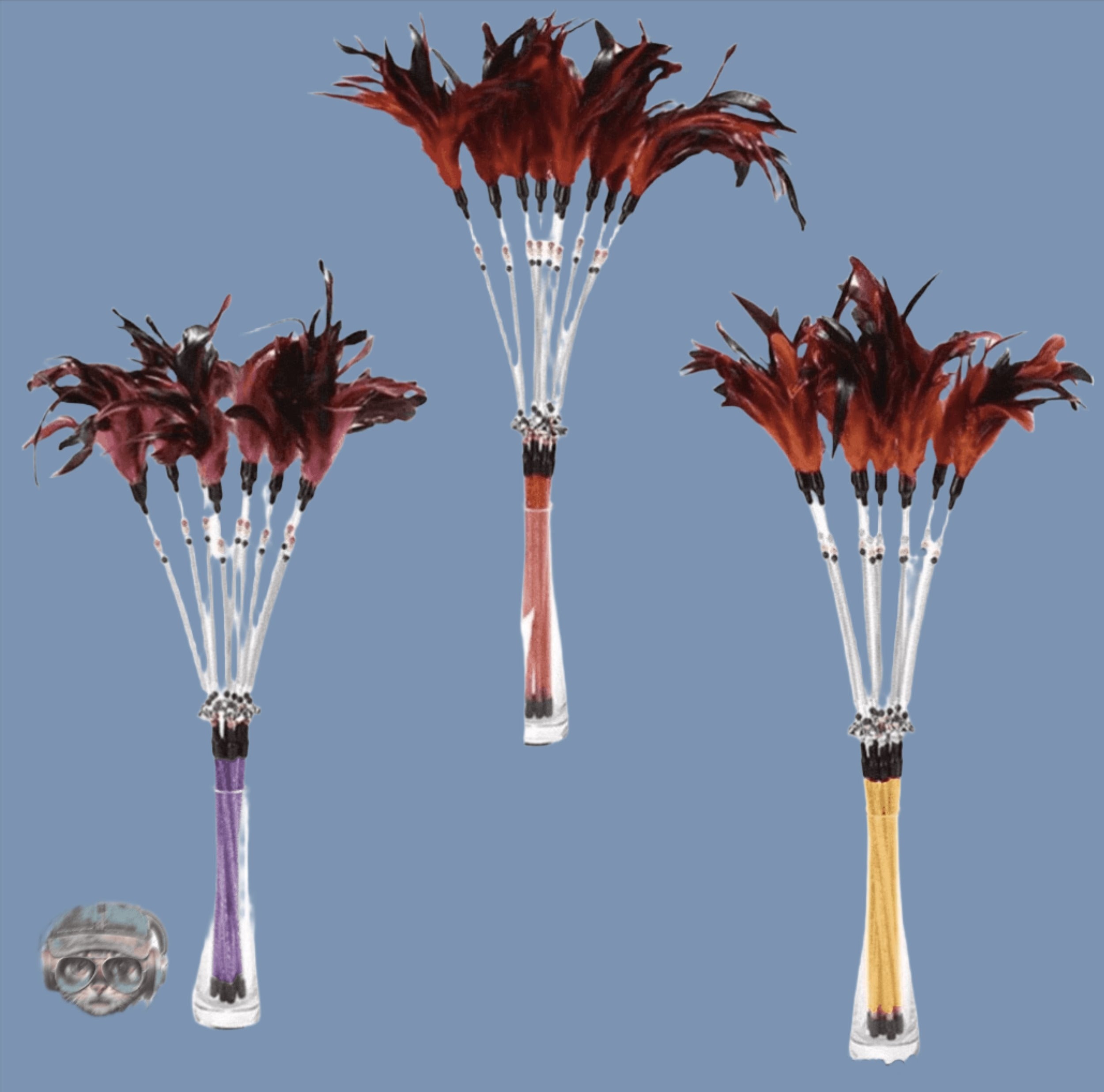 FurPrize! Wild Side of the Rainbow Feather Cat Toy Wand 🌈 Wand FurPrize! Magenta Feather, Red Long Wand
