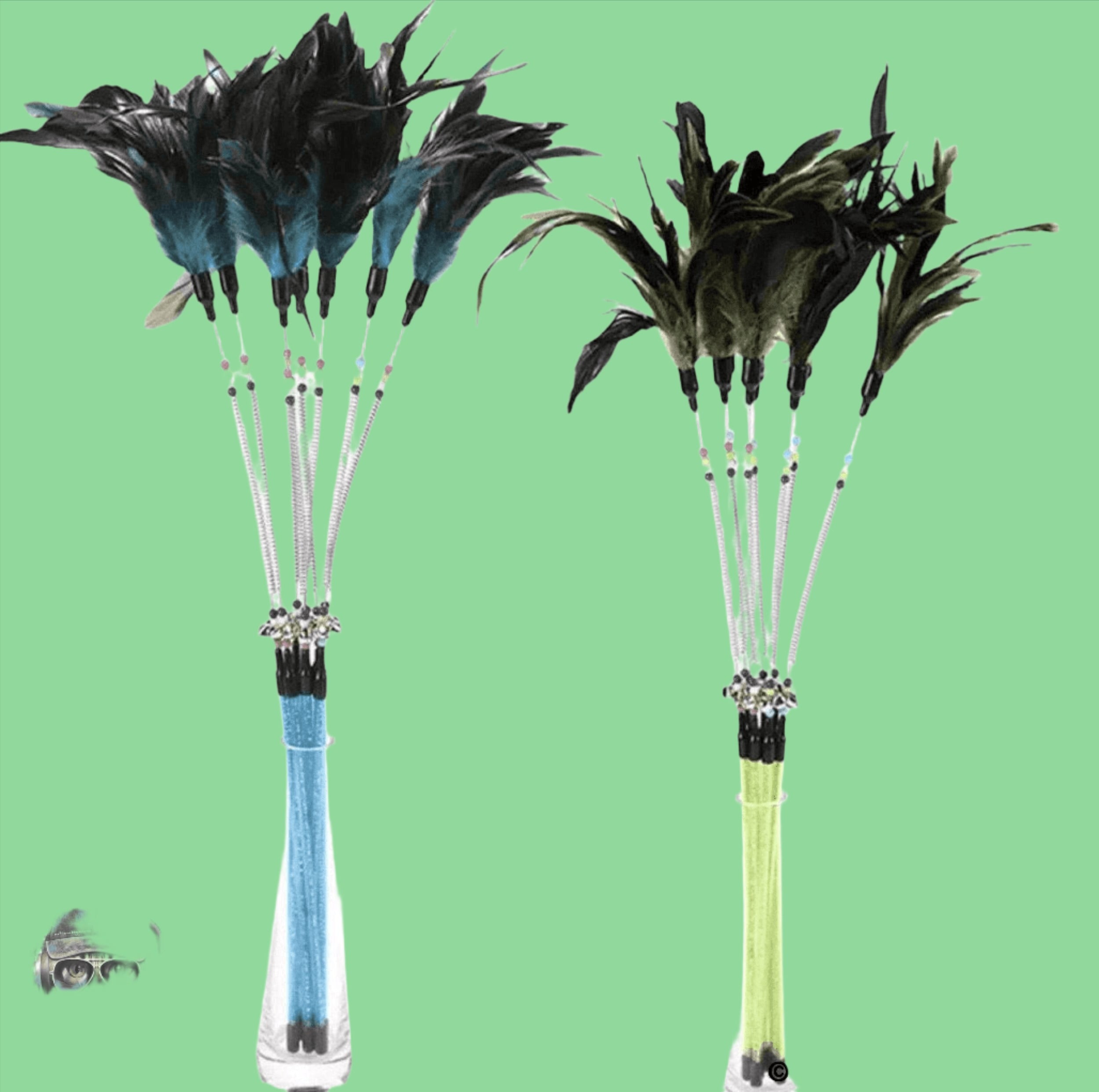 FurPrize! Wild Side of the Rainbow Feather Cat Toy Wand 🌈 Wand FurPrize! Teal Green Blue Long Straight