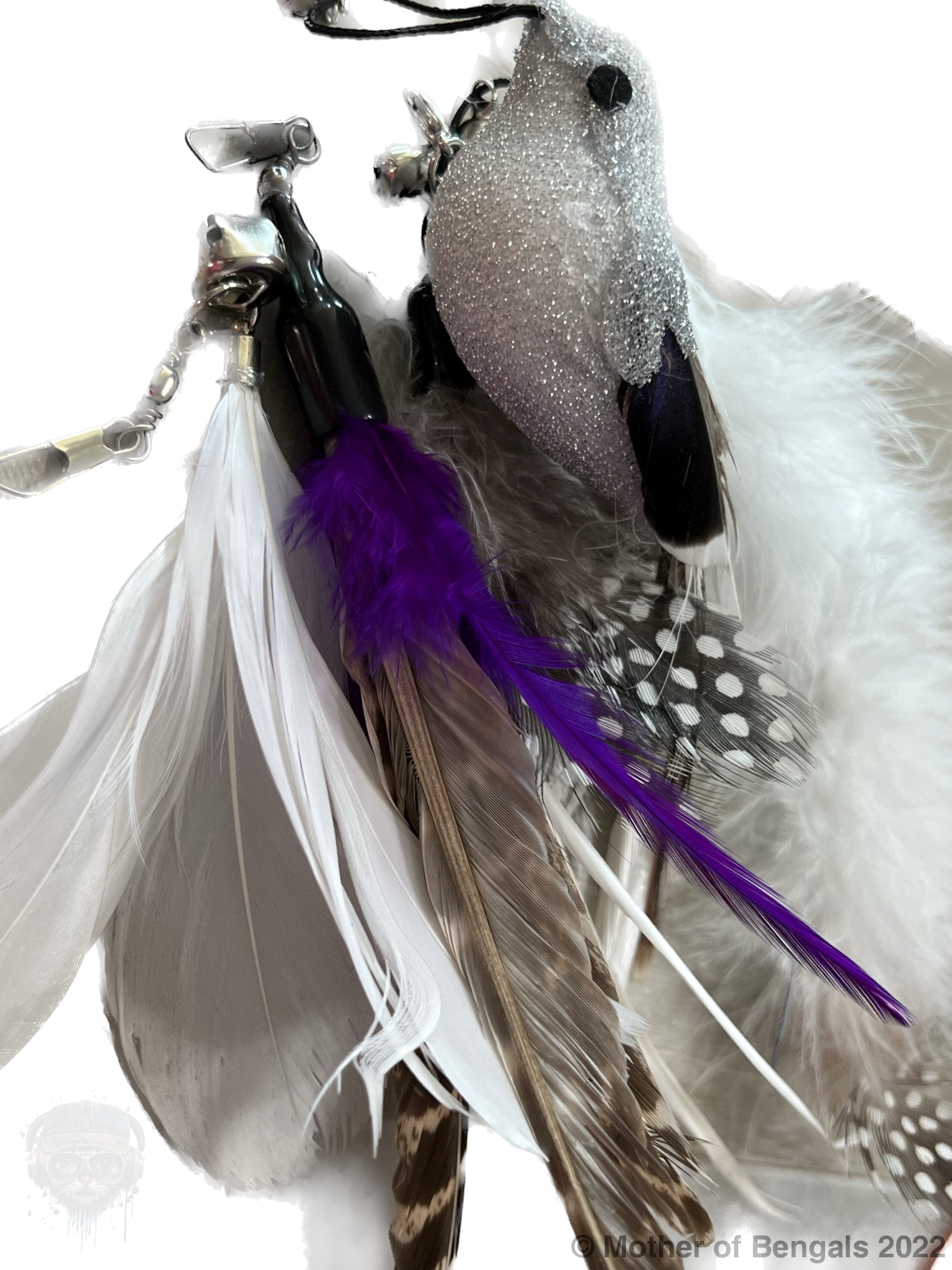 Furprize!Silver Raven Bird 6 piece Feather & Cat Wand Teaser Set Bundle FurPrize!