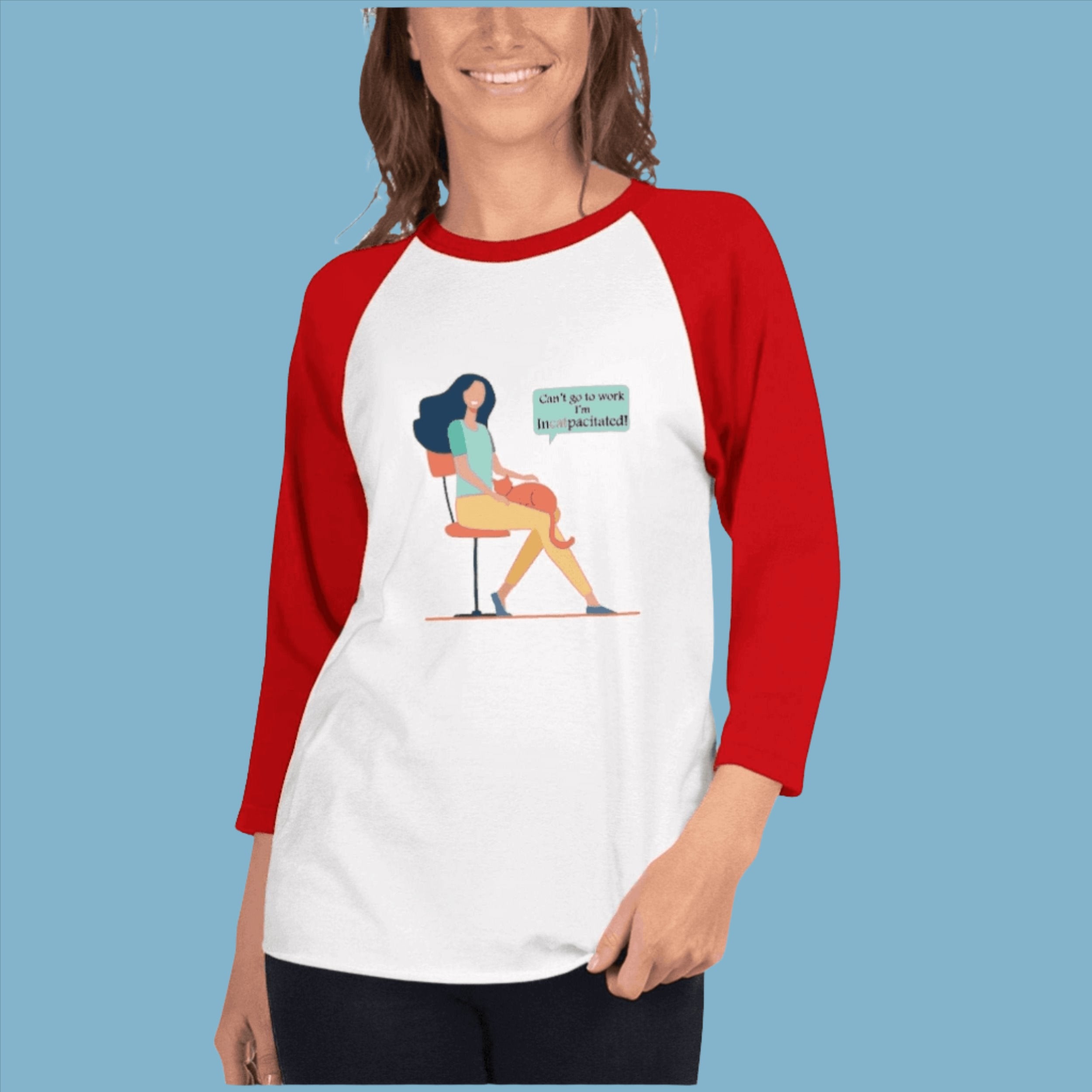 Incatpacitated 3/4 sleeve raglan shirt T-shirt FurPrize! White/Red XS