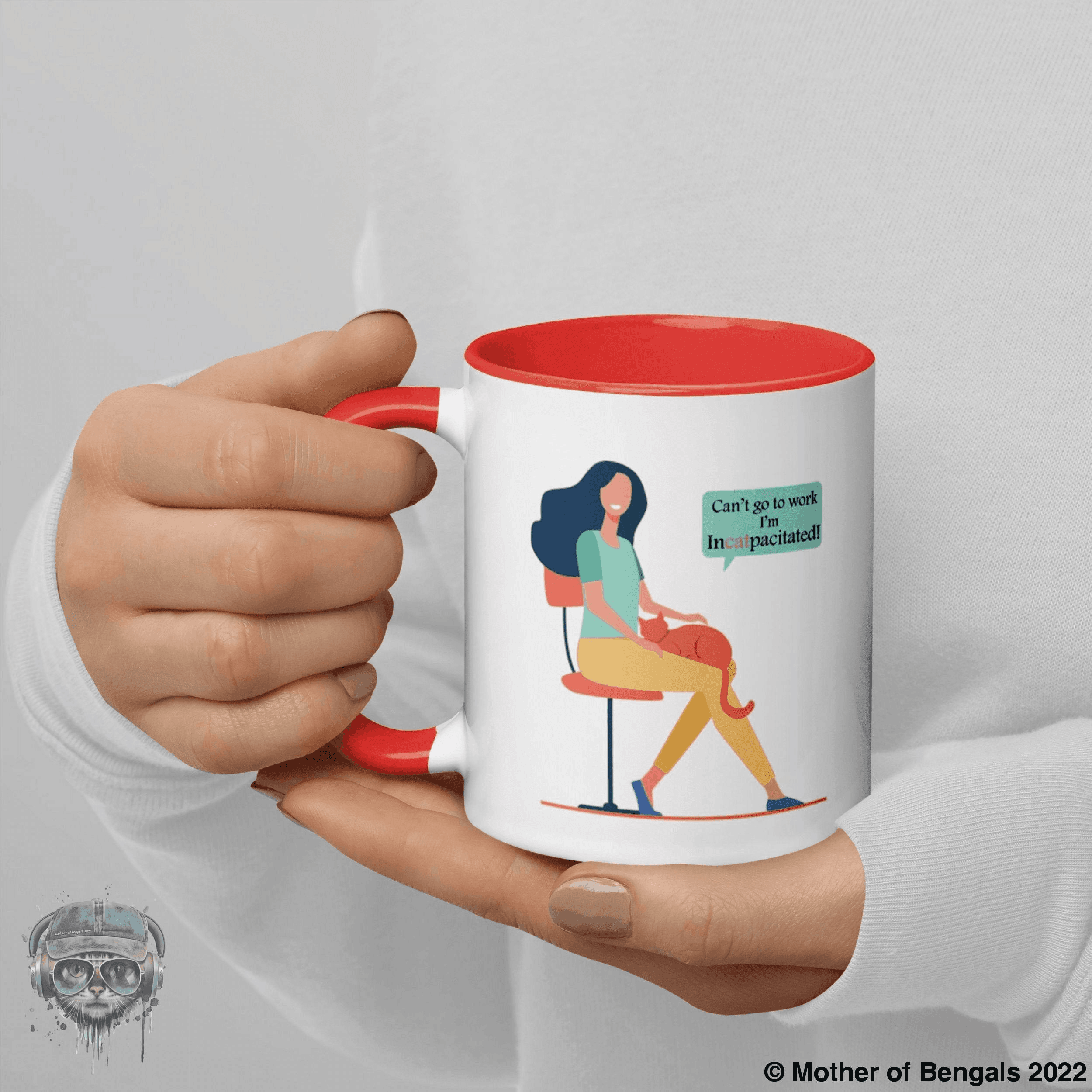 Incatpacitated Cat Mug Mugs Mother of Bengals Red