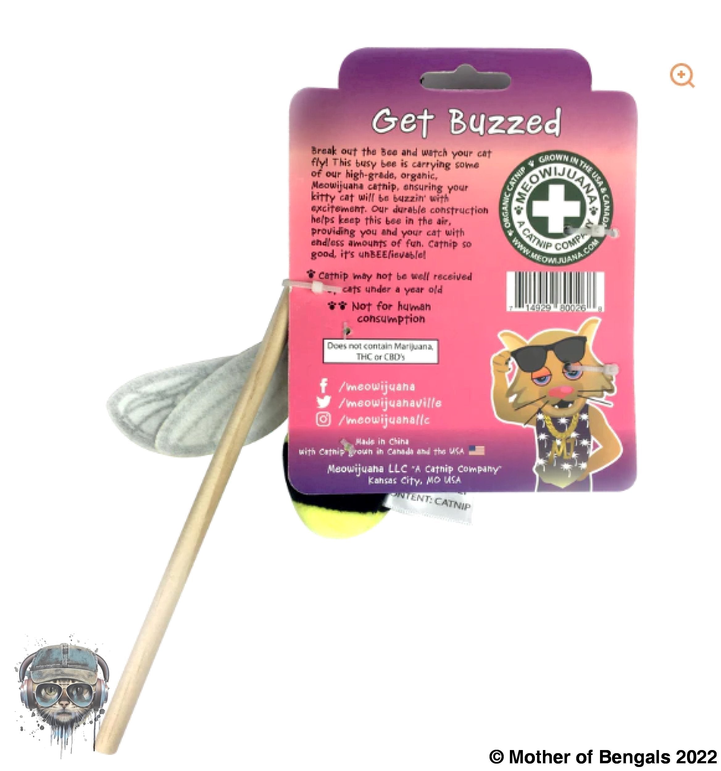 Meowijuana Get Buzzed Refillable Bee Cat Toy Catnip toy Meowijuana