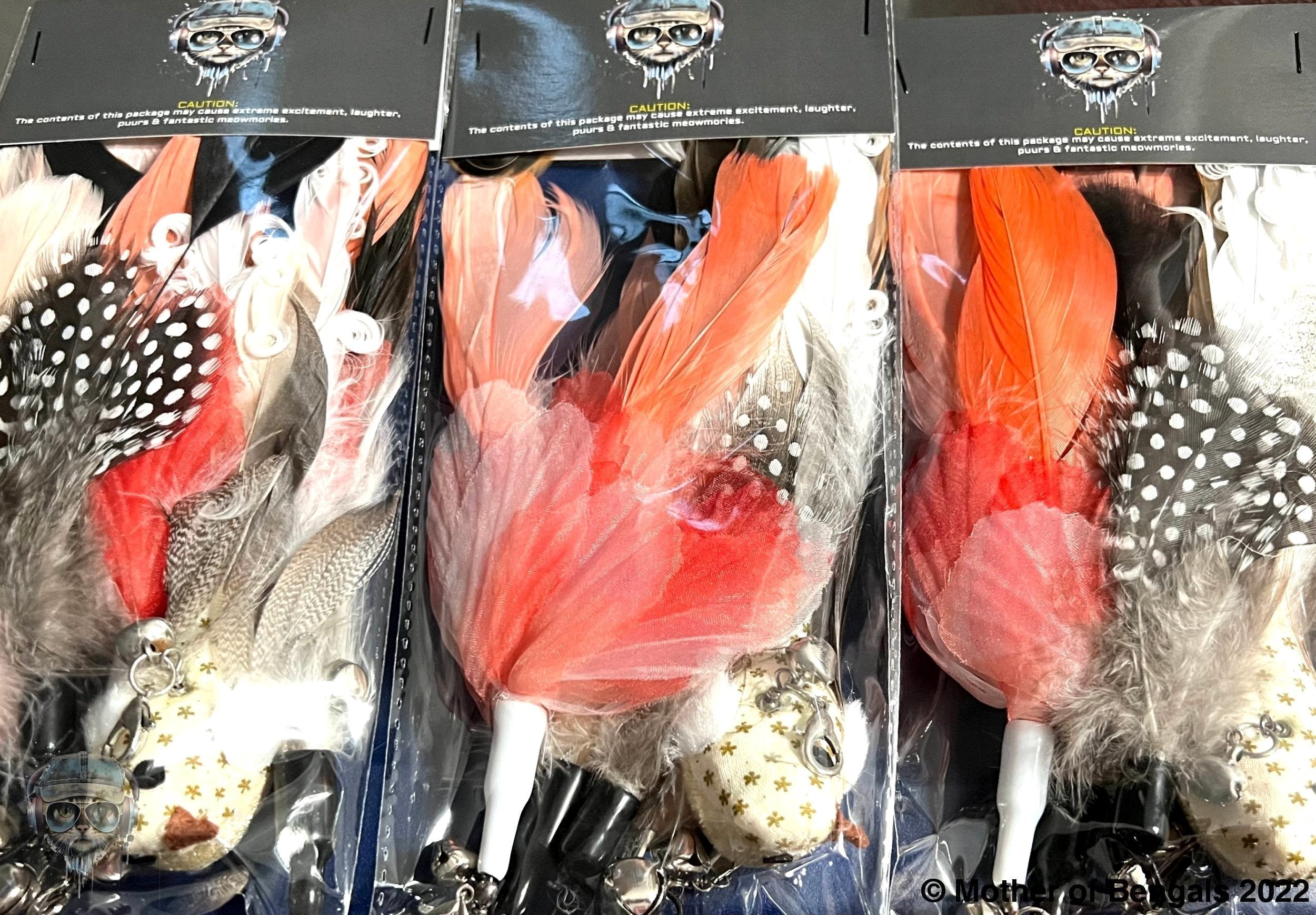 Mother Of Bengals, Golden Oriole, 6 piece Feather & Cat Wand Teaser Set Bundle Mother of Bengals Refill only, 5 pc