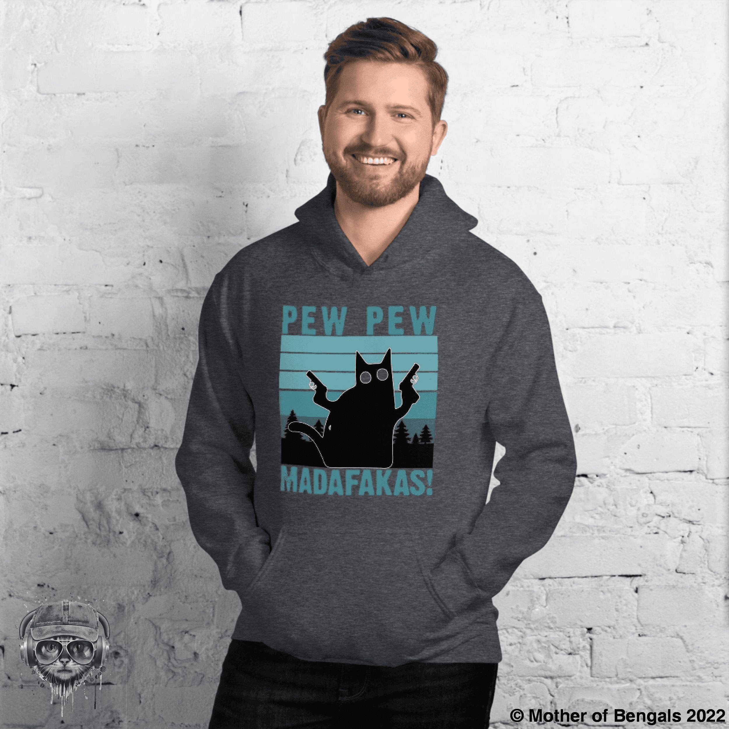 Pew Pew Unisex Hoodie Mother of Bengals Dark Heather S