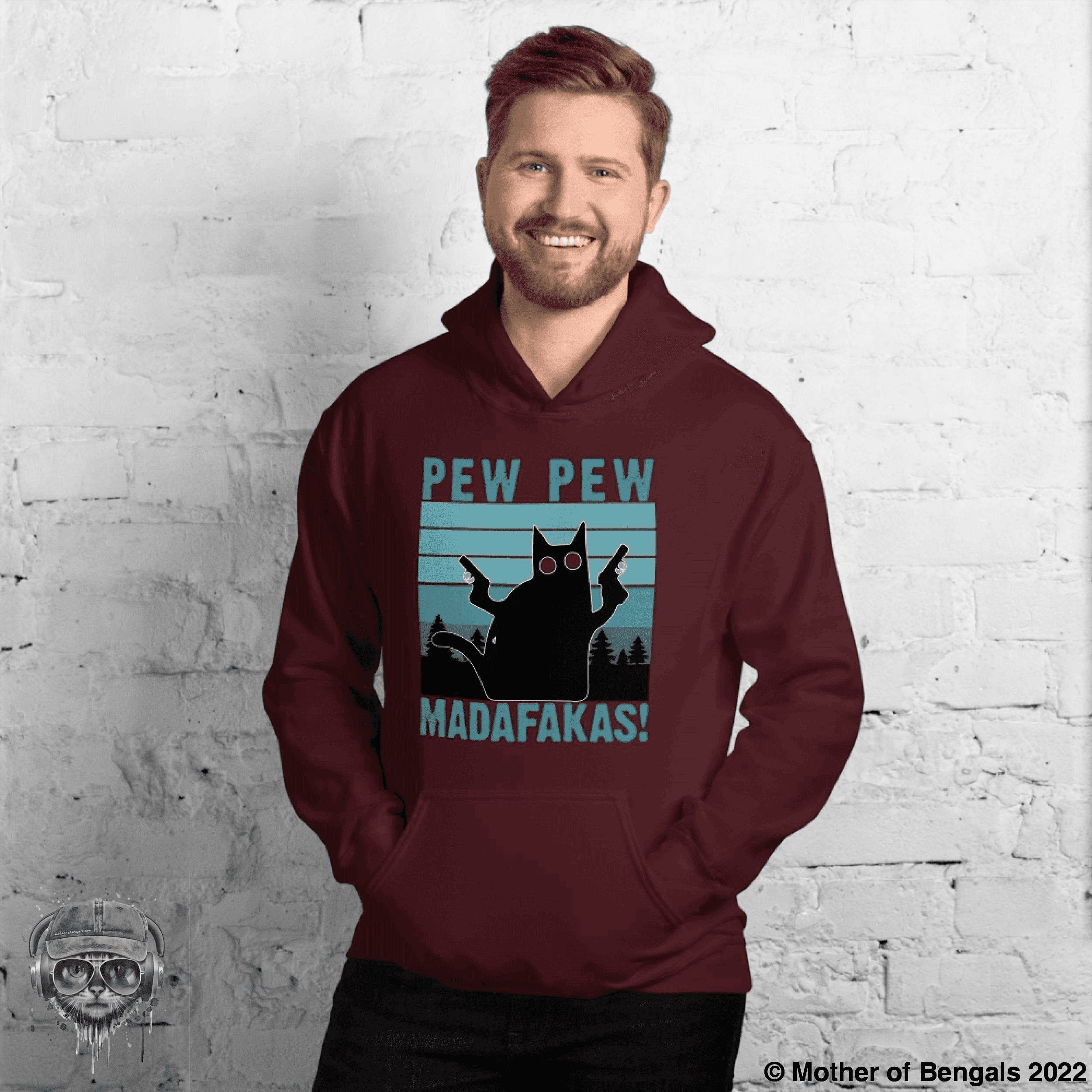 Pew Pew Unisex Hoodie Mother of Bengals Maroon S