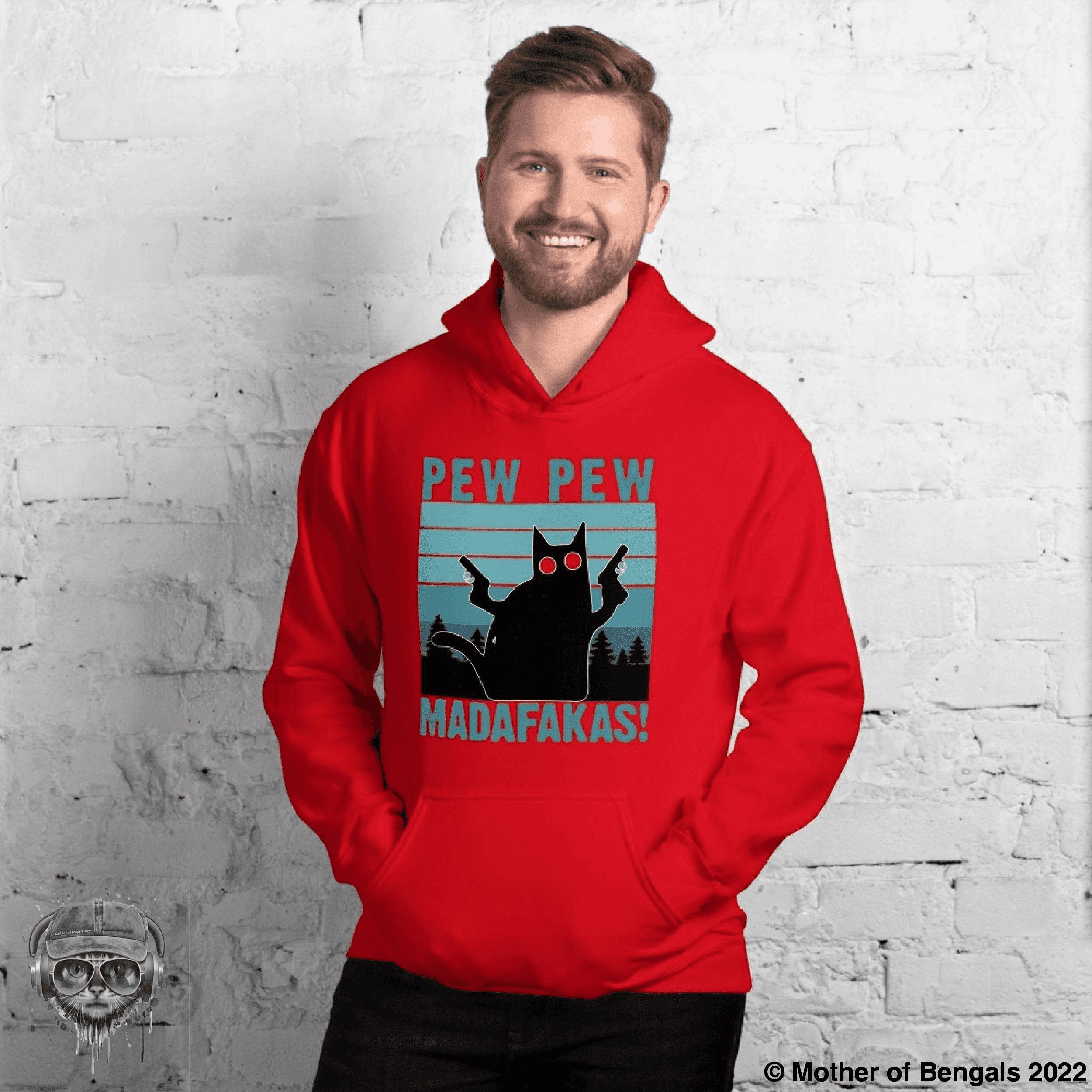 Pew Pew Unisex Hoodie Mother of Bengals Red S