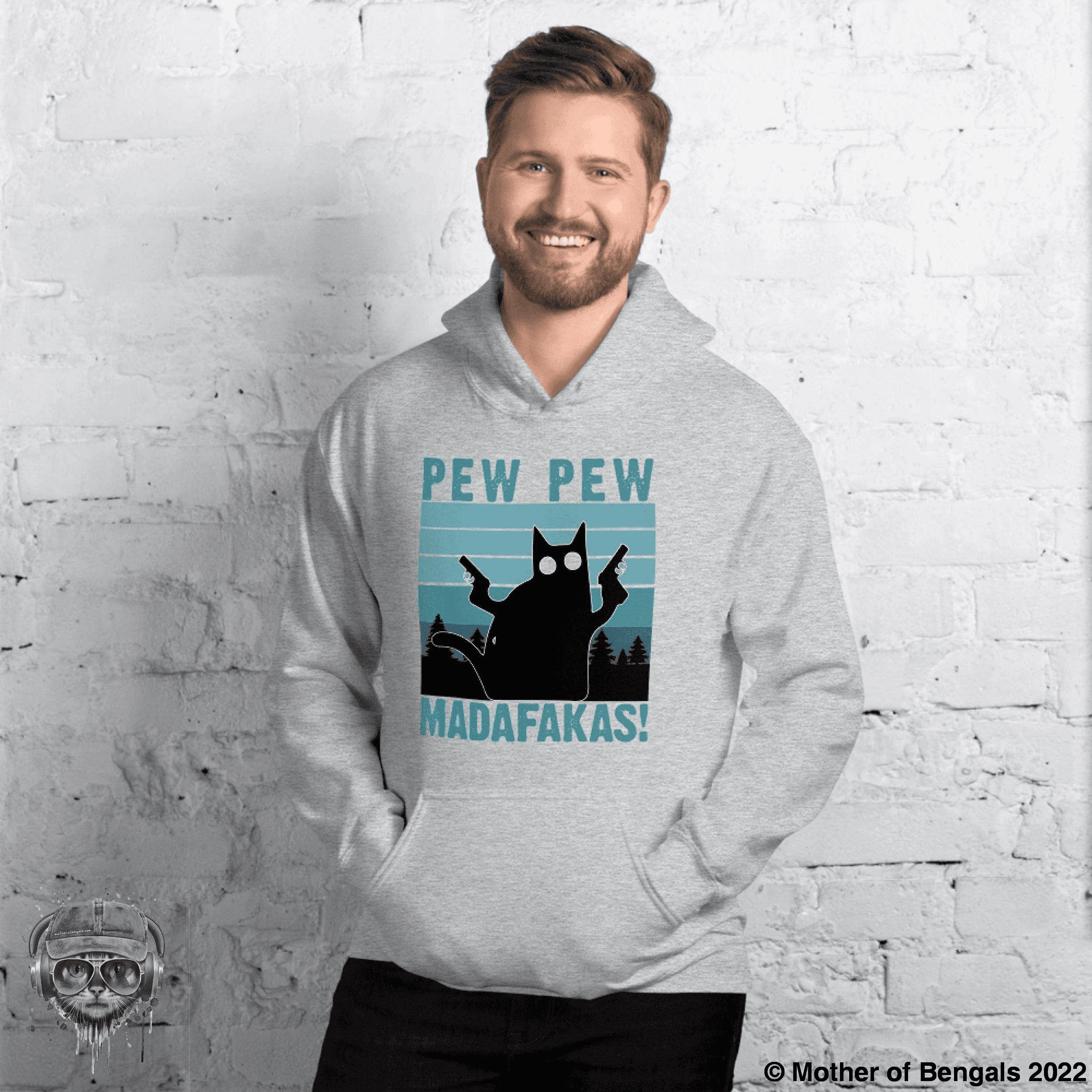 Pew Pew Unisex Hoodie Mother of Bengals Sport Grey S