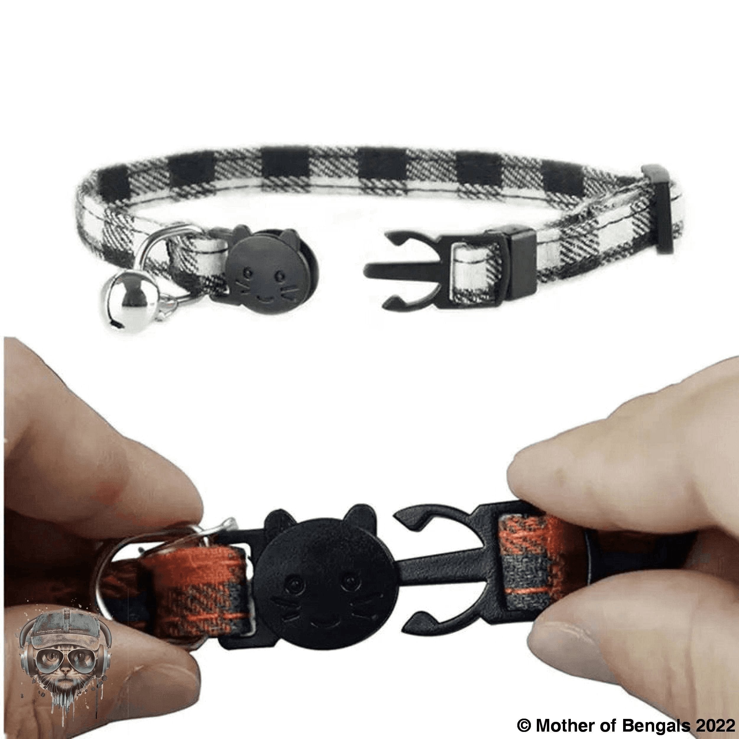 Plaid Bow Tie AirTag Breakaway Cat Collar by Mother of Bengals Mother of Bengals