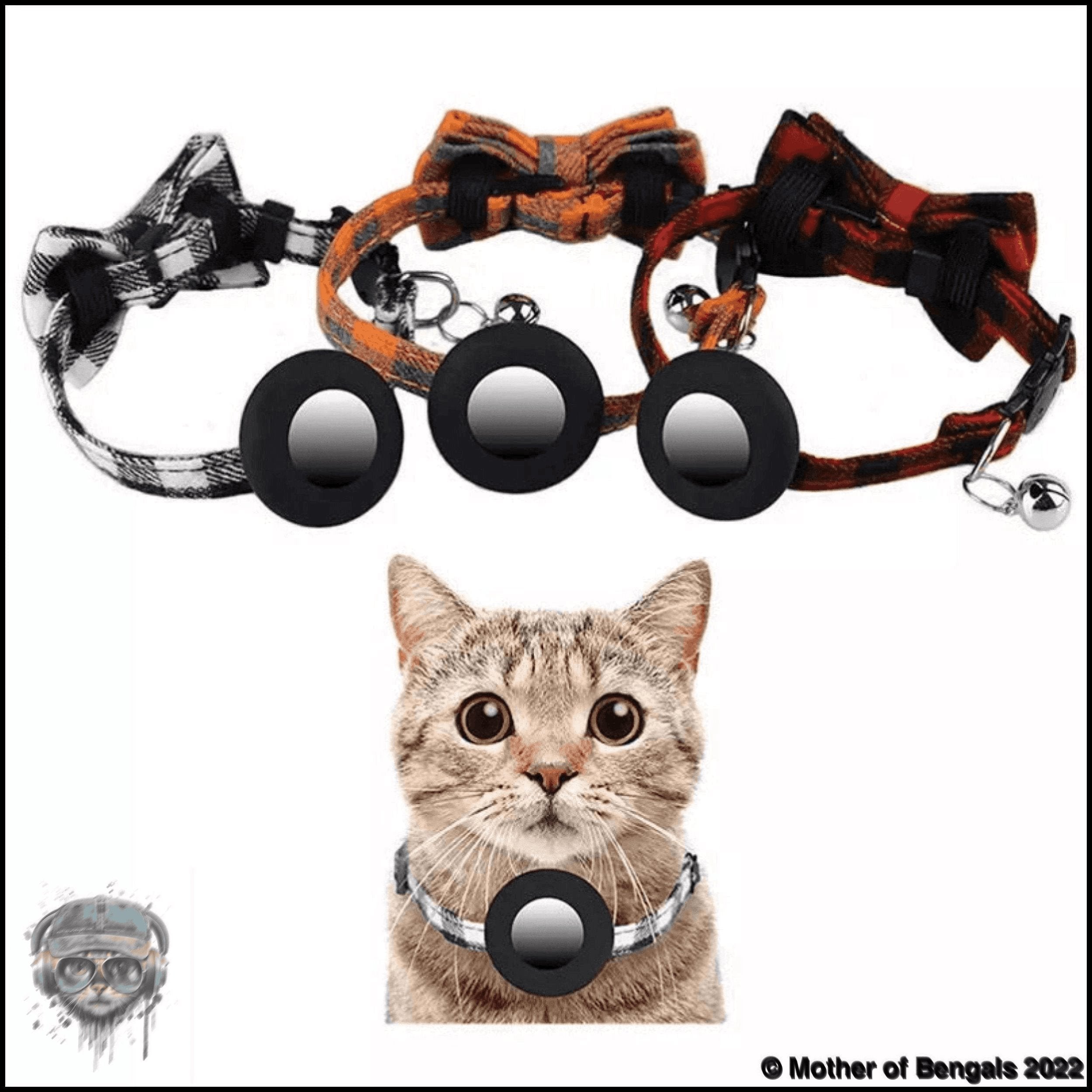 Plaid Bow Tie AirTag Breakaway Cat Collar by Mother of Bengals Mother of Bengals