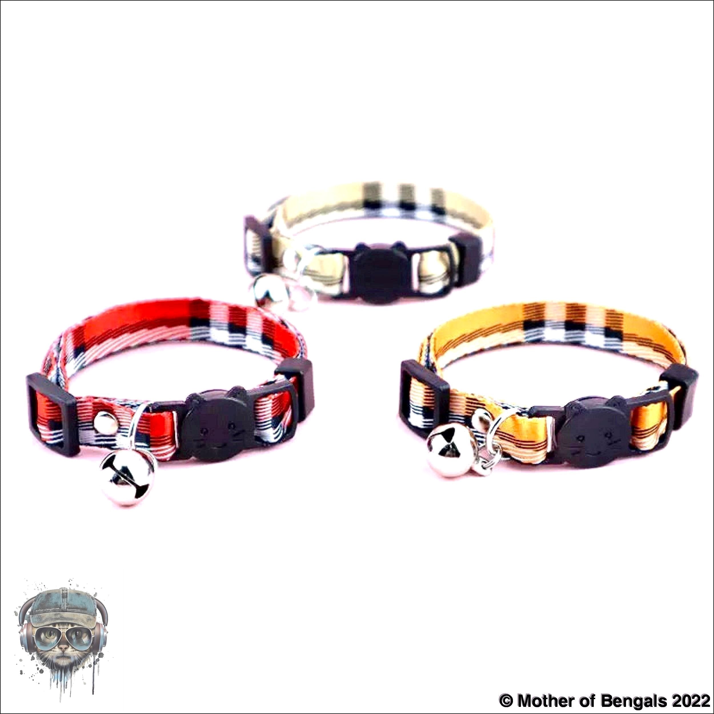 Plaid Ribbon Adjustable Breakaway Cat Collar By Mother Of Bengals Mother of Bengals