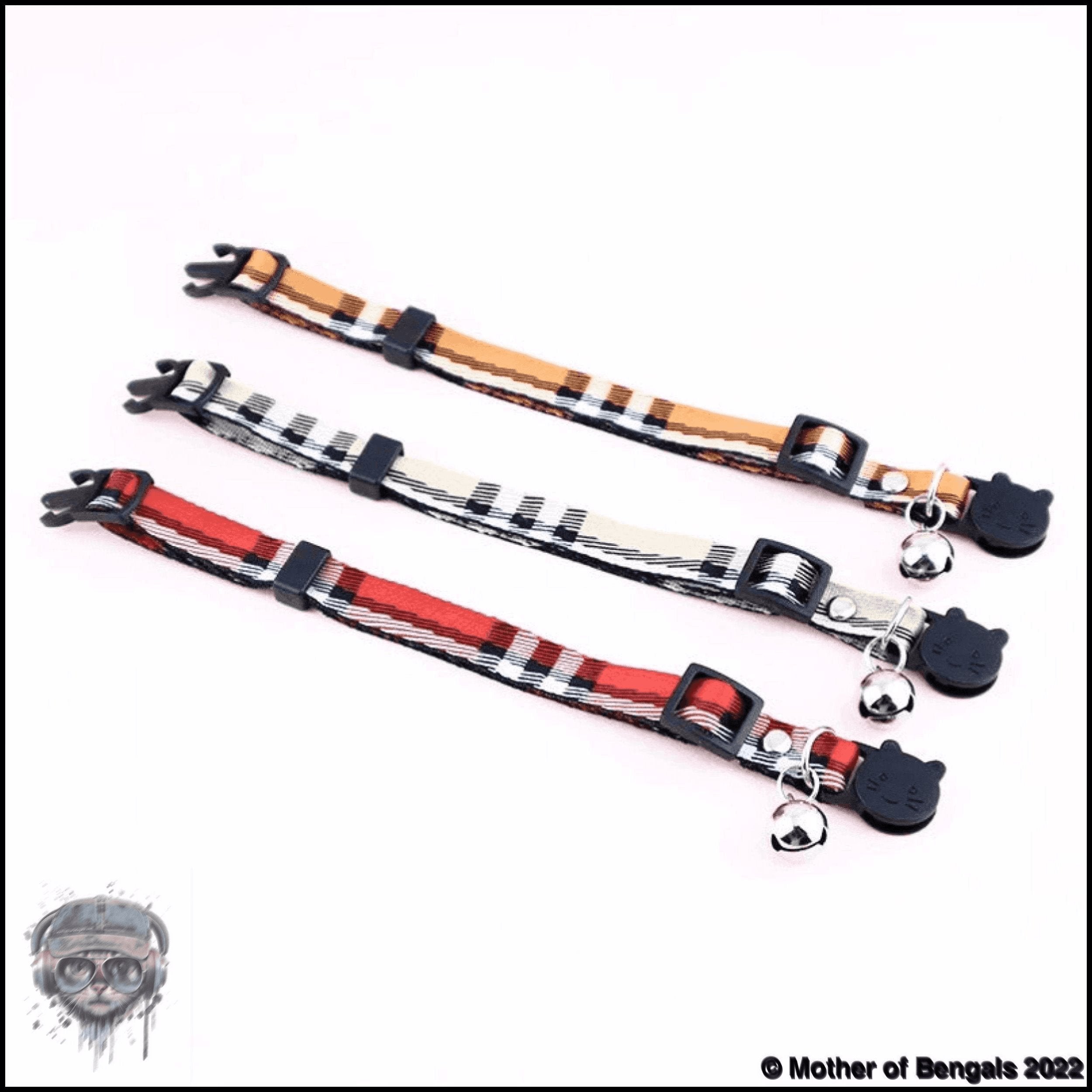 Plaid Ribbon Adjustable Breakaway Cat Collar By Mother Of Bengals Mother of Bengals