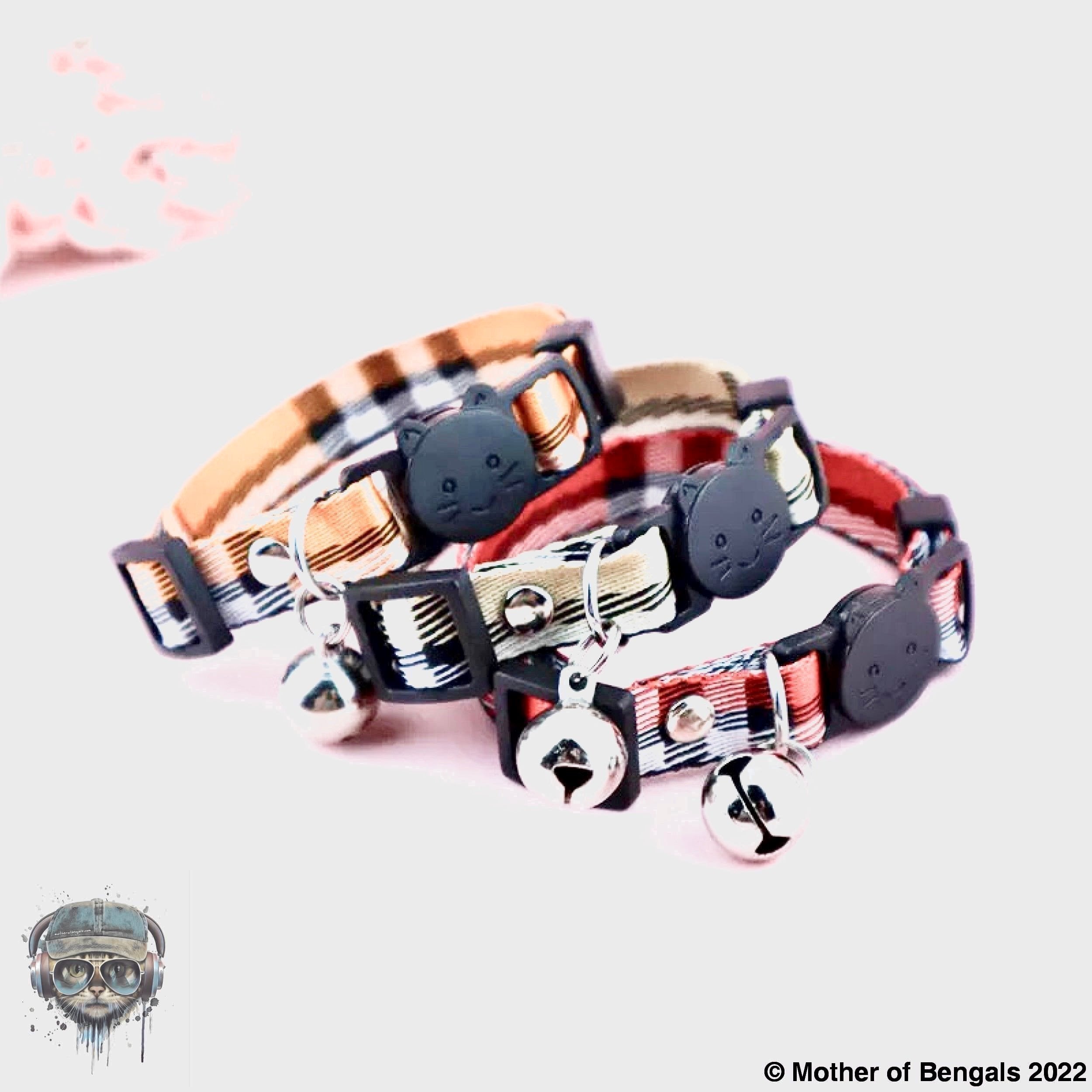 Plaid Ribbon Adjustable Breakaway Cat Collar By Mother Of Bengals Mother of Bengals