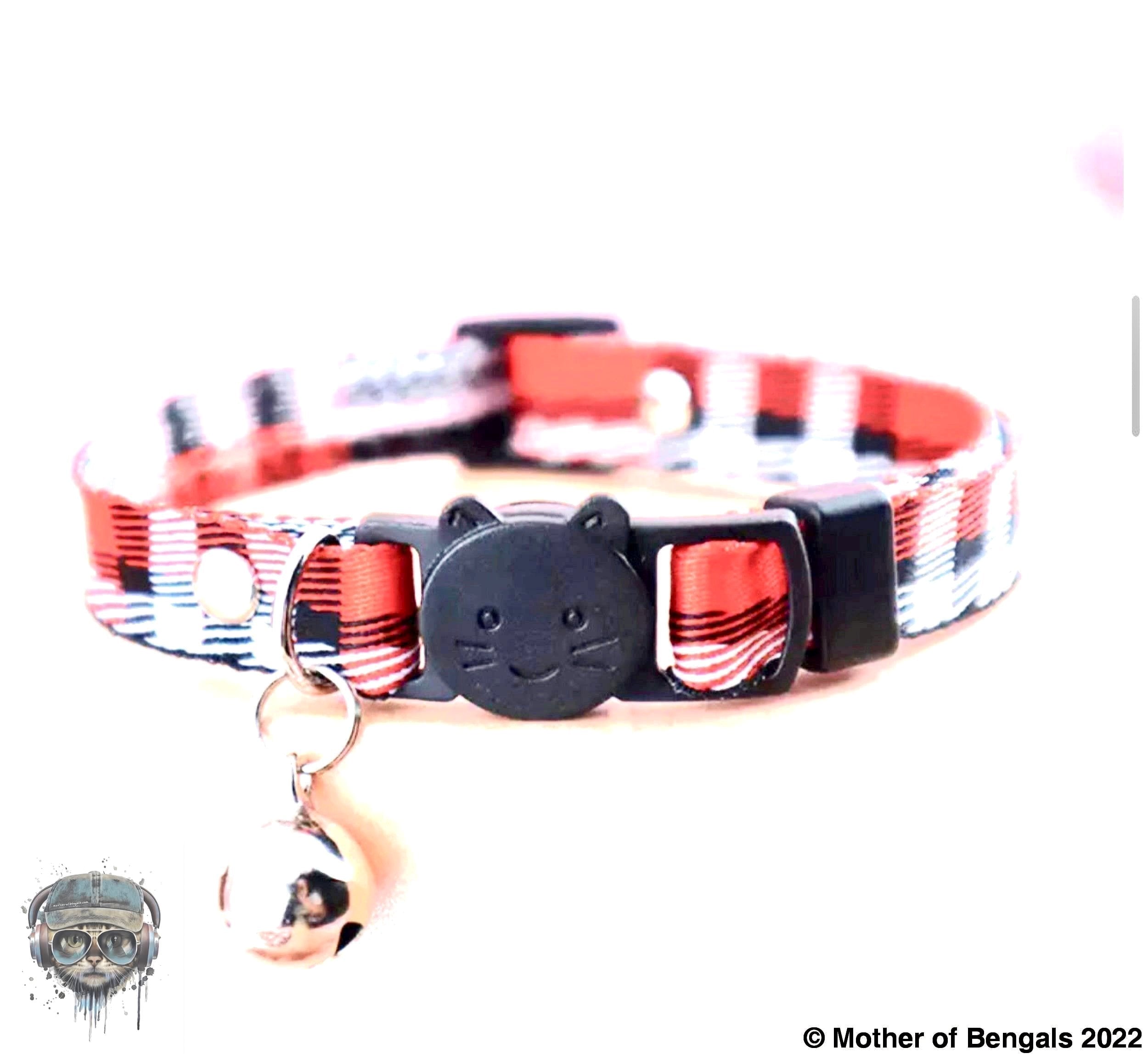 Plaid Ribbon Adjustable Breakaway Cat Collar By Mother Of Bengals Mother of Bengals