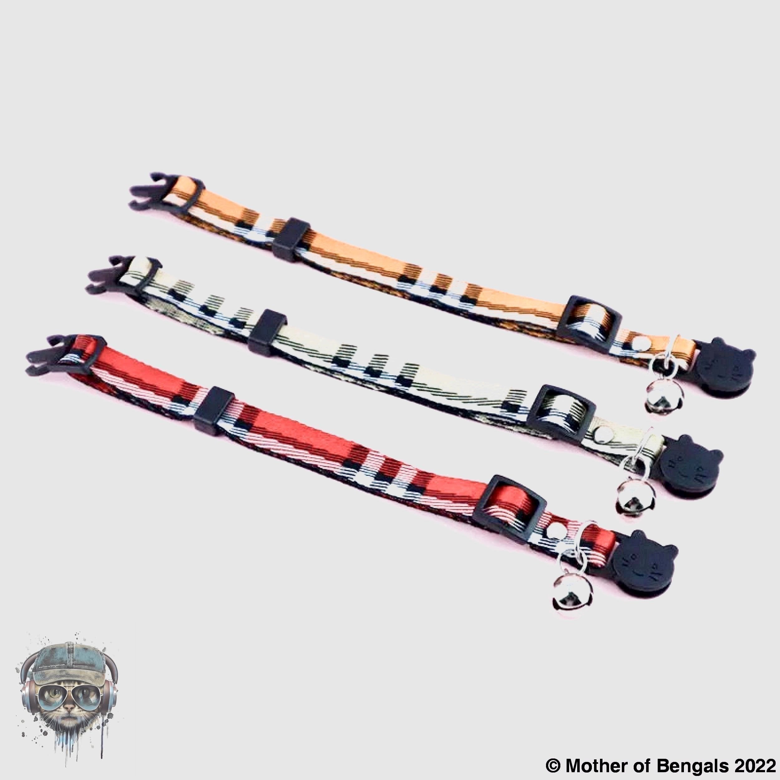 Plaid Ribbon Adjustable Breakaway Cat Collar By Mother Of Bengals Mother of Bengals