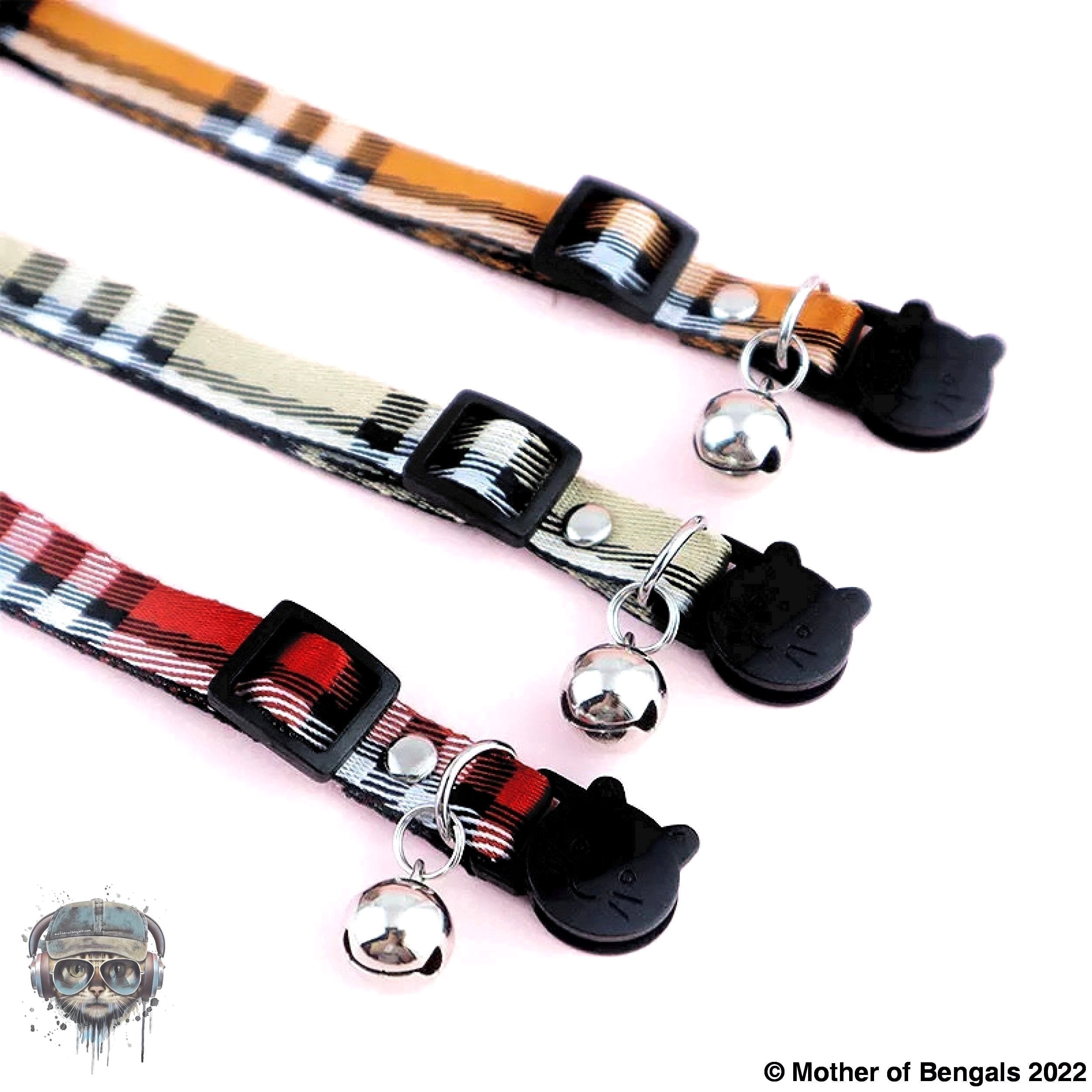 Plaid Ribbon Adjustable Breakaway Cat Collar By Mother Of Bengals Mother of Bengals