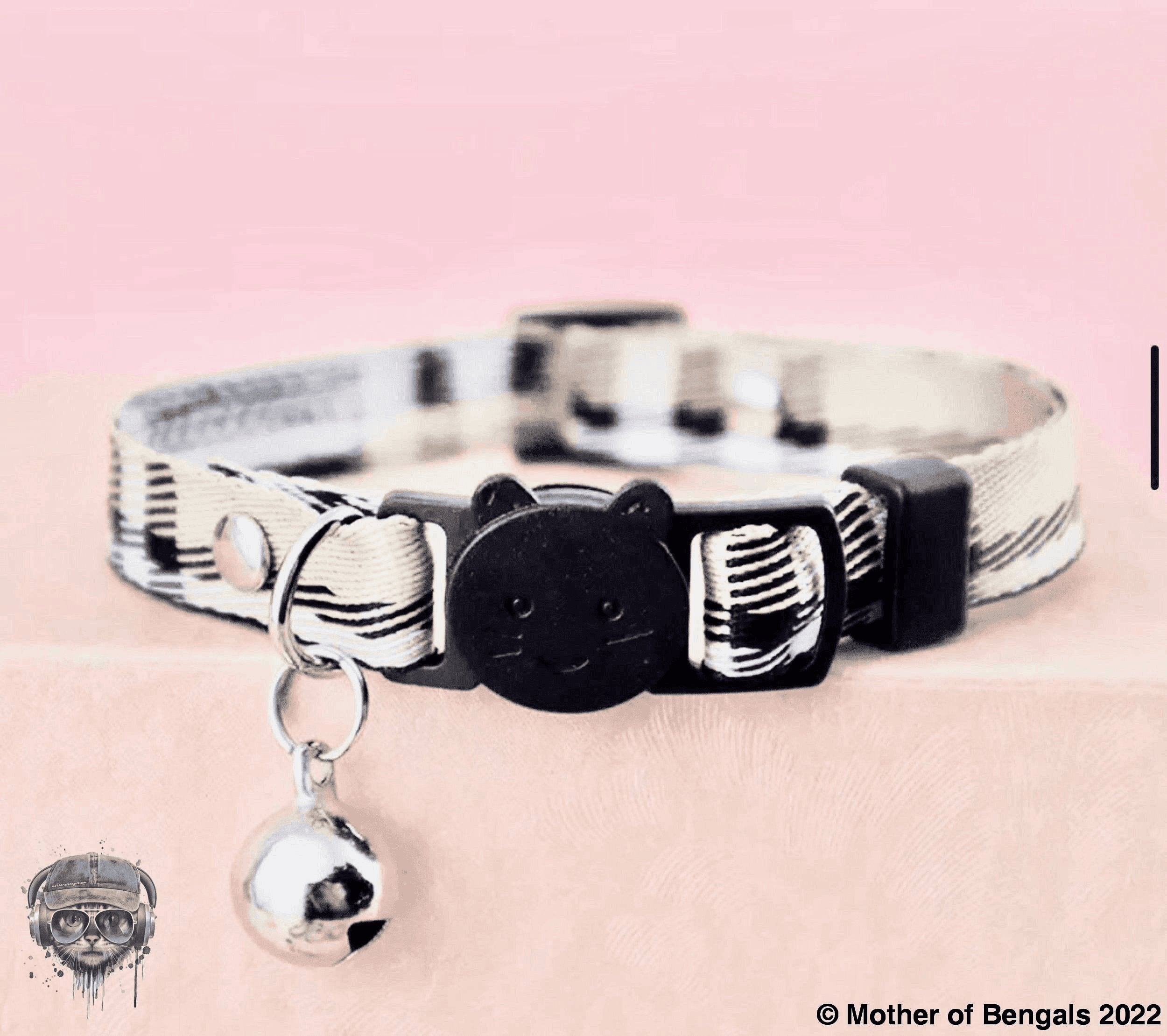 Plaid Ribbon Adjustable Breakaway Cat Collar By Mother Of Bengals Mother of Bengals Khaki