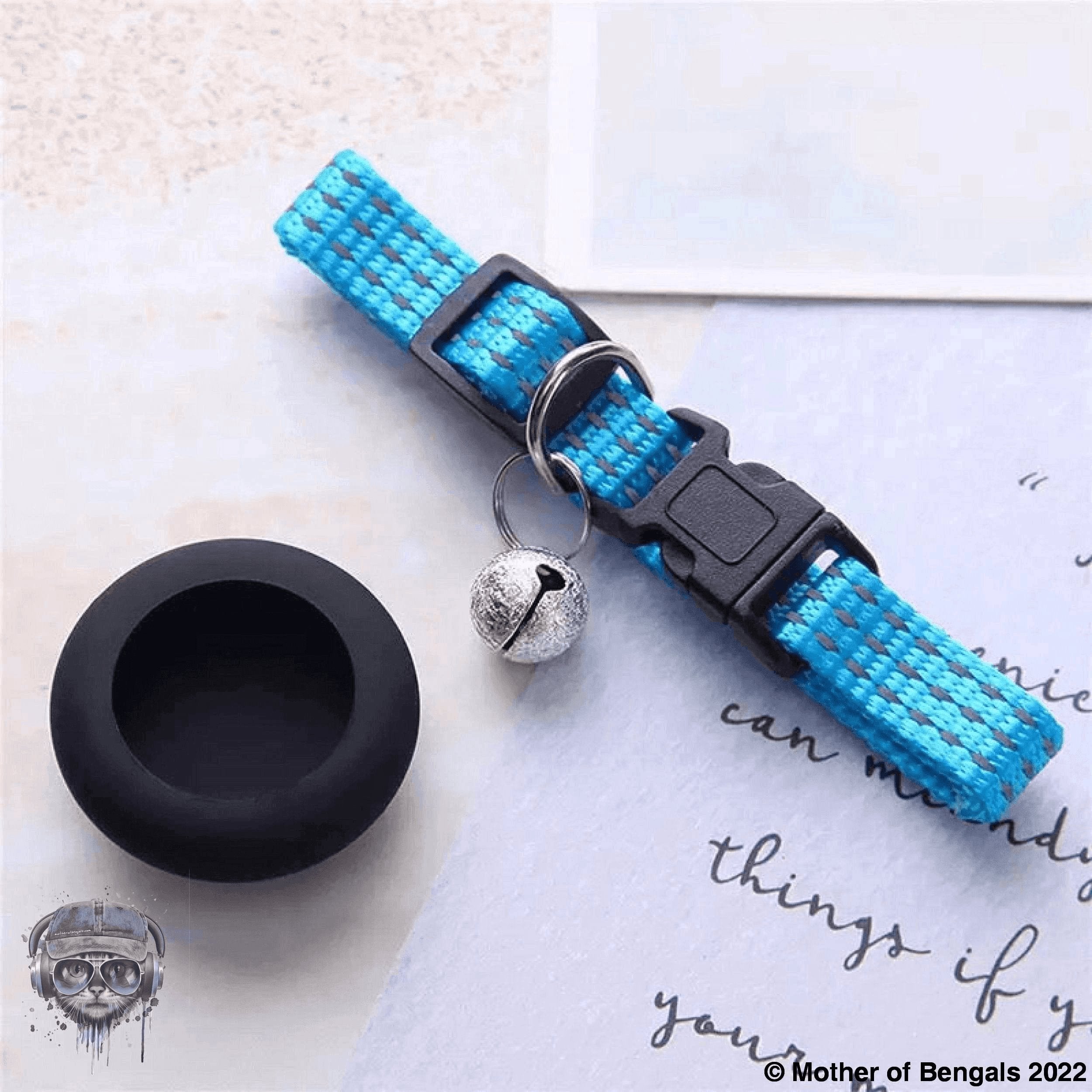Reflective AirTag Breakaway Cat Collar by Mother Of Bengals Mother of Bengals Blue