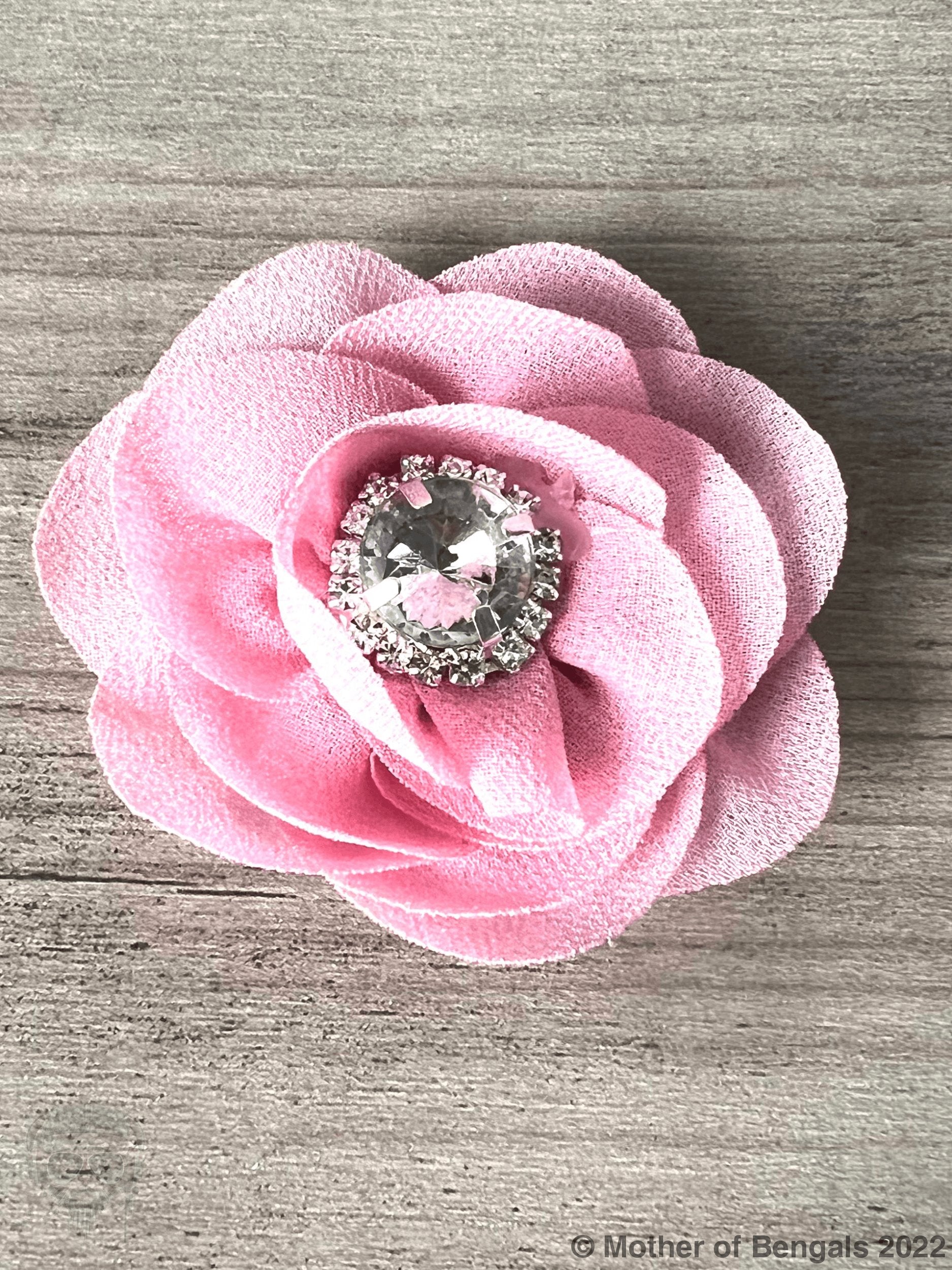 Slide-on Floral Collar Rhinestone Bling By Mother Of Bengals Mother of Bengals Dusty Rose /Clear Rhinestone