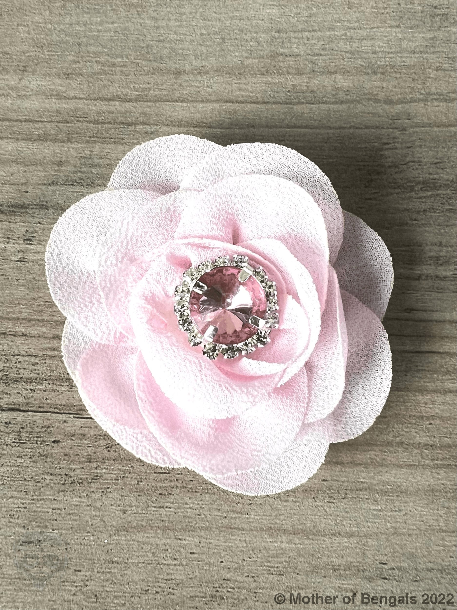 Slide-on Floral Collar Rhinestone Bling By Mother Of Bengals Mother of Bengals Pink /Pink Rhinestone