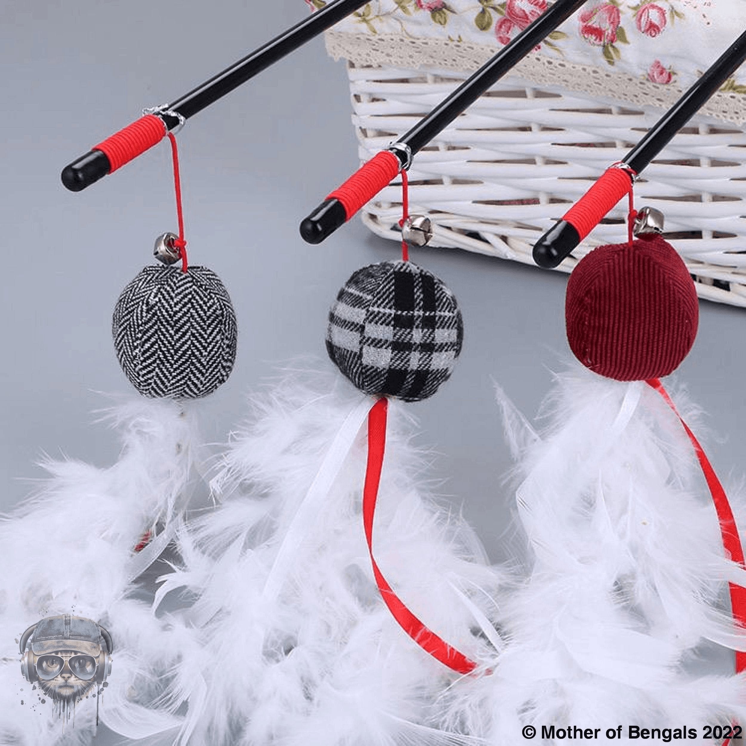Taste of the Holidays Feathery Cat Teaser Wand by Mother Of Bengals Wand Mother of Bengals