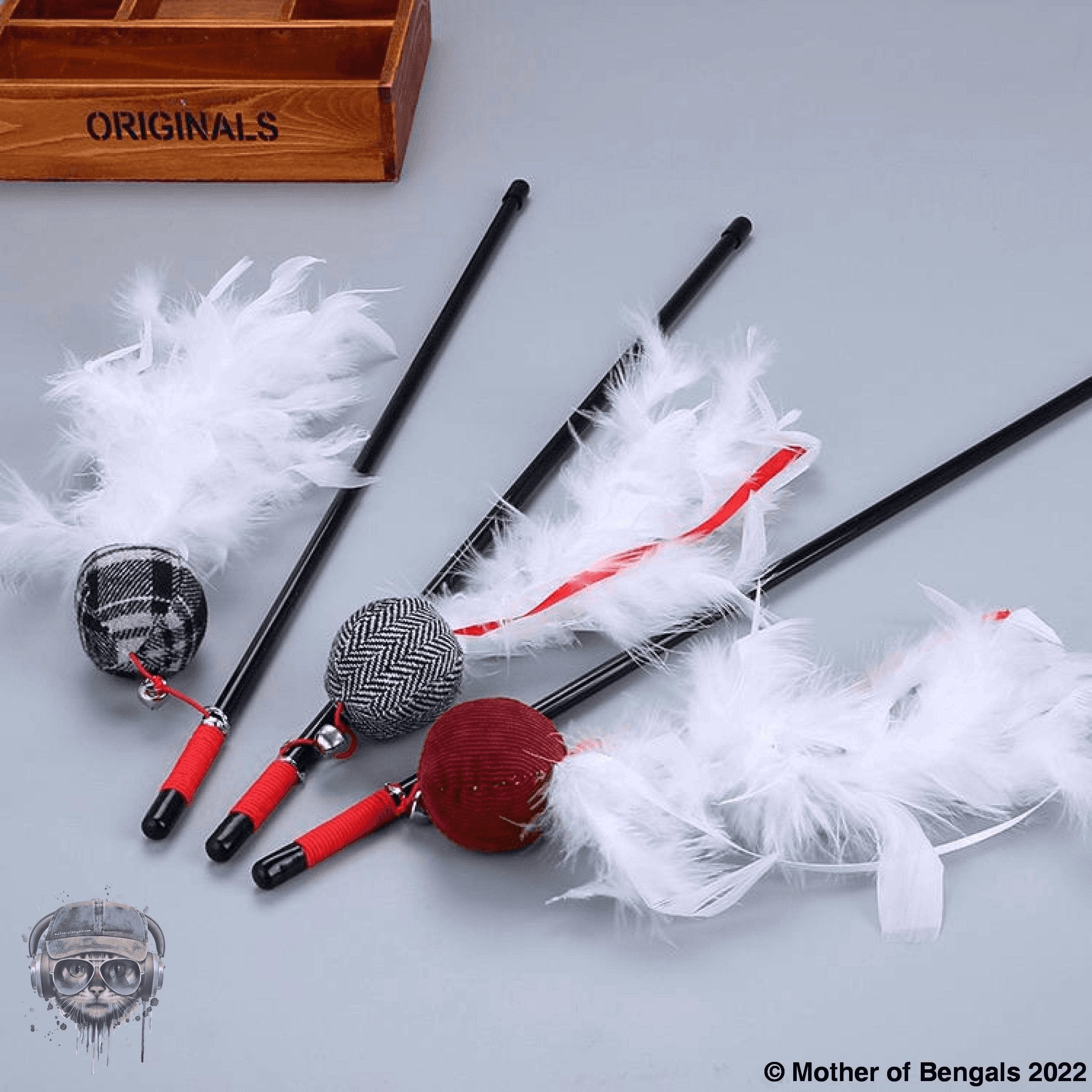 Taste of the Holidays Feathery Cat Teaser Wand by Mother Of Bengals Wand Mother of Bengals