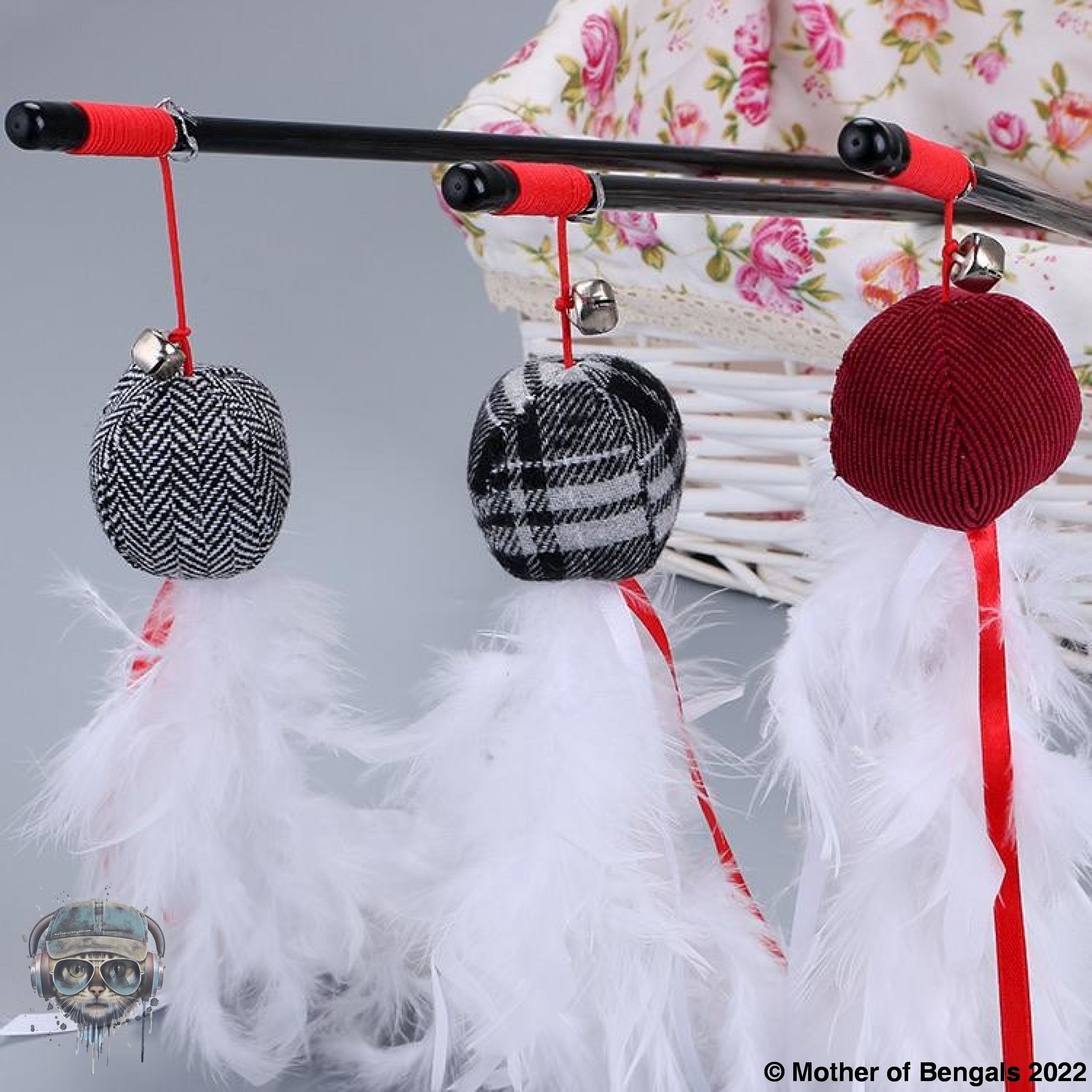 Taste of the Holidays Feathery Cat Teaser Wand by Mother Of Bengals Wand Mother of Bengals
