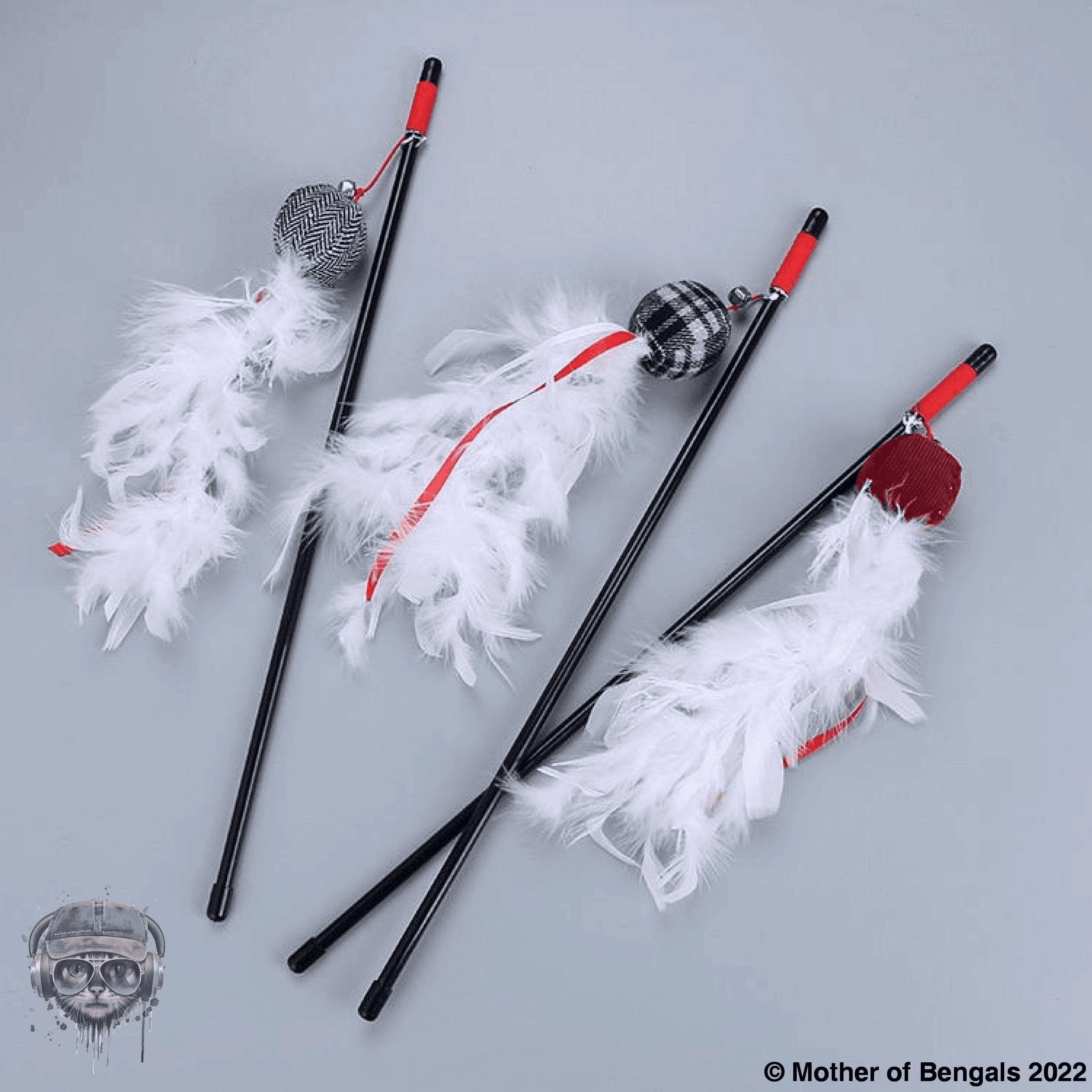 Taste of the Holidays Feathery Cat Teaser Wand by Mother Of Bengals Wand Mother of Bengals