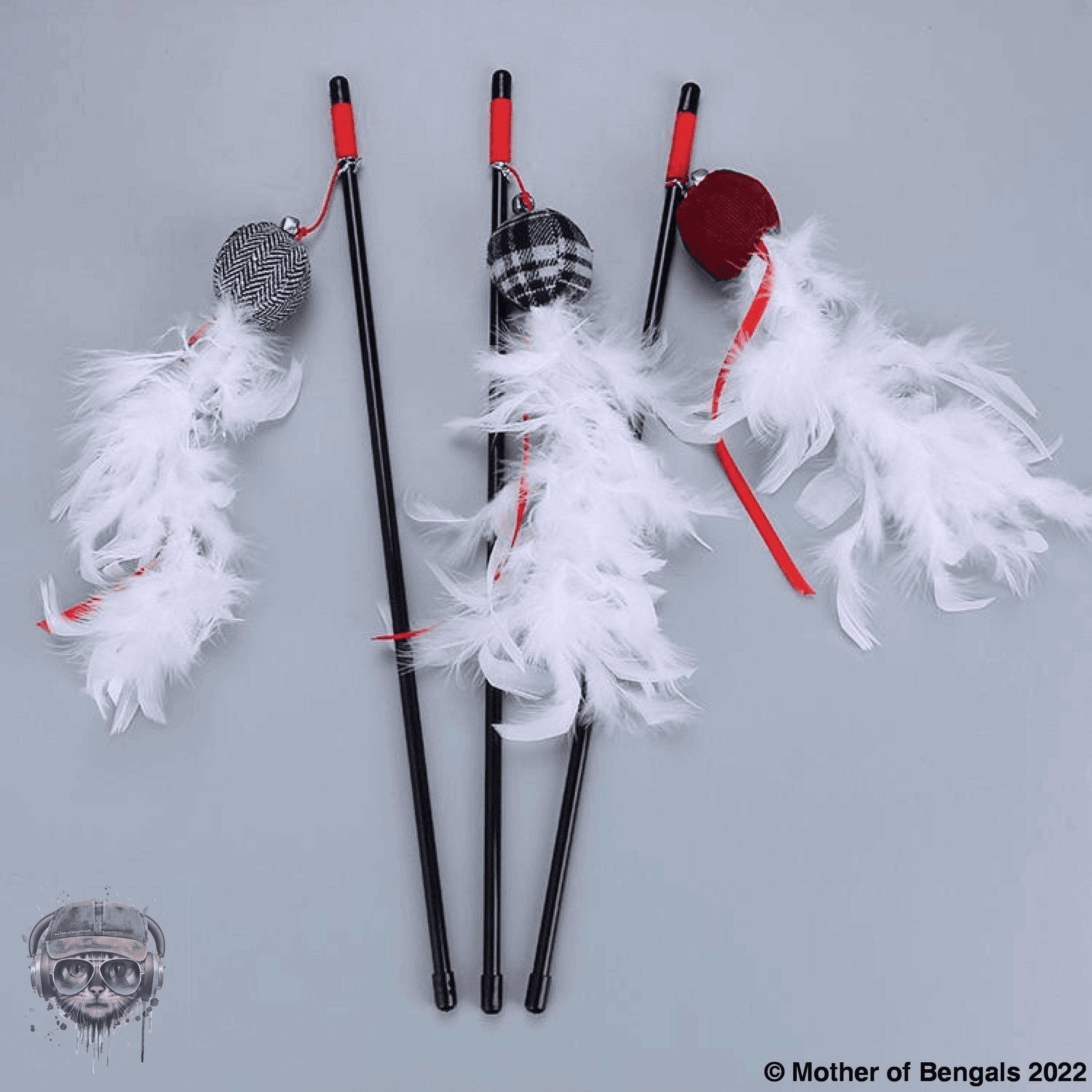 Taste of the Holidays Feathery Cat Teaser Wand by Mother Of Bengals Wand Mother of Bengals